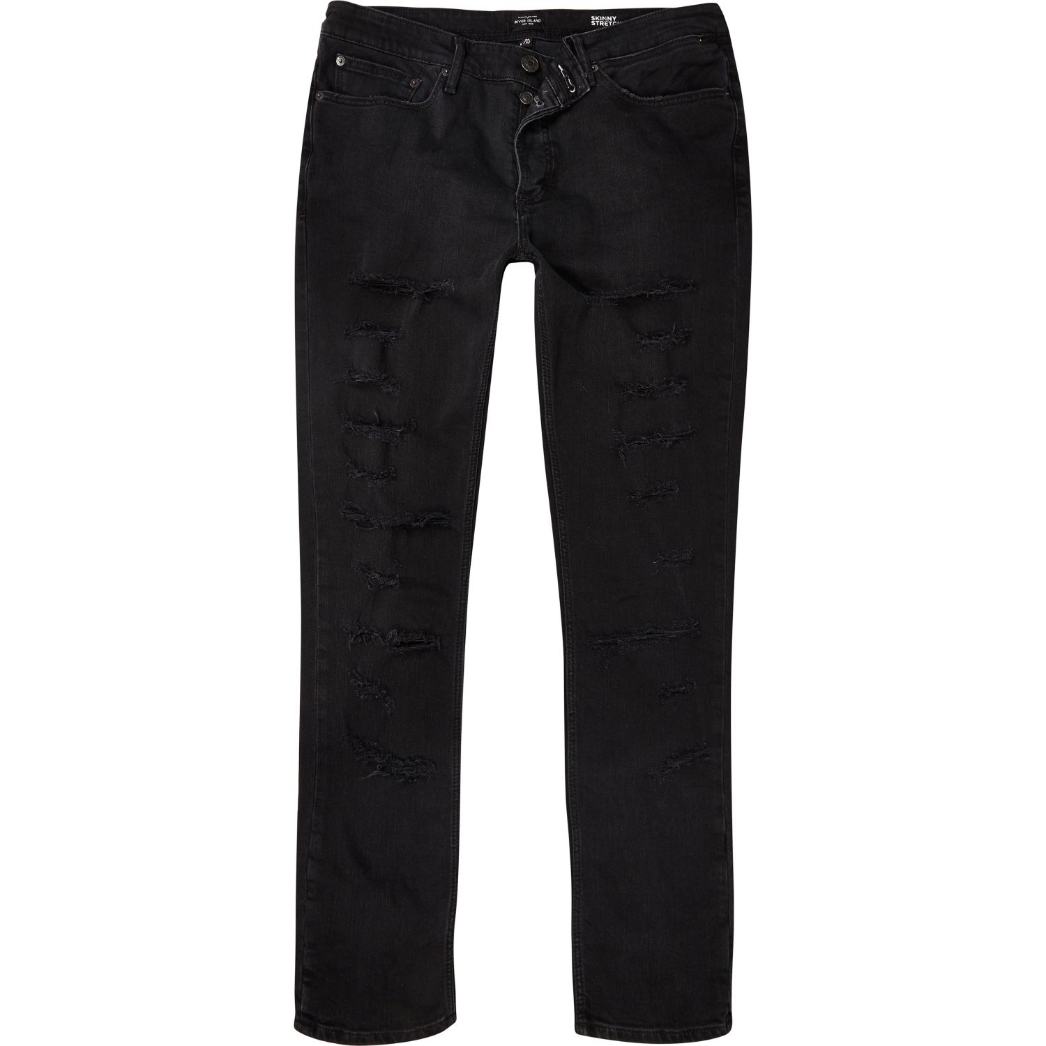 River island Black Ripped Sid Skinny Stretch Jeans in Black for Men | Lyst