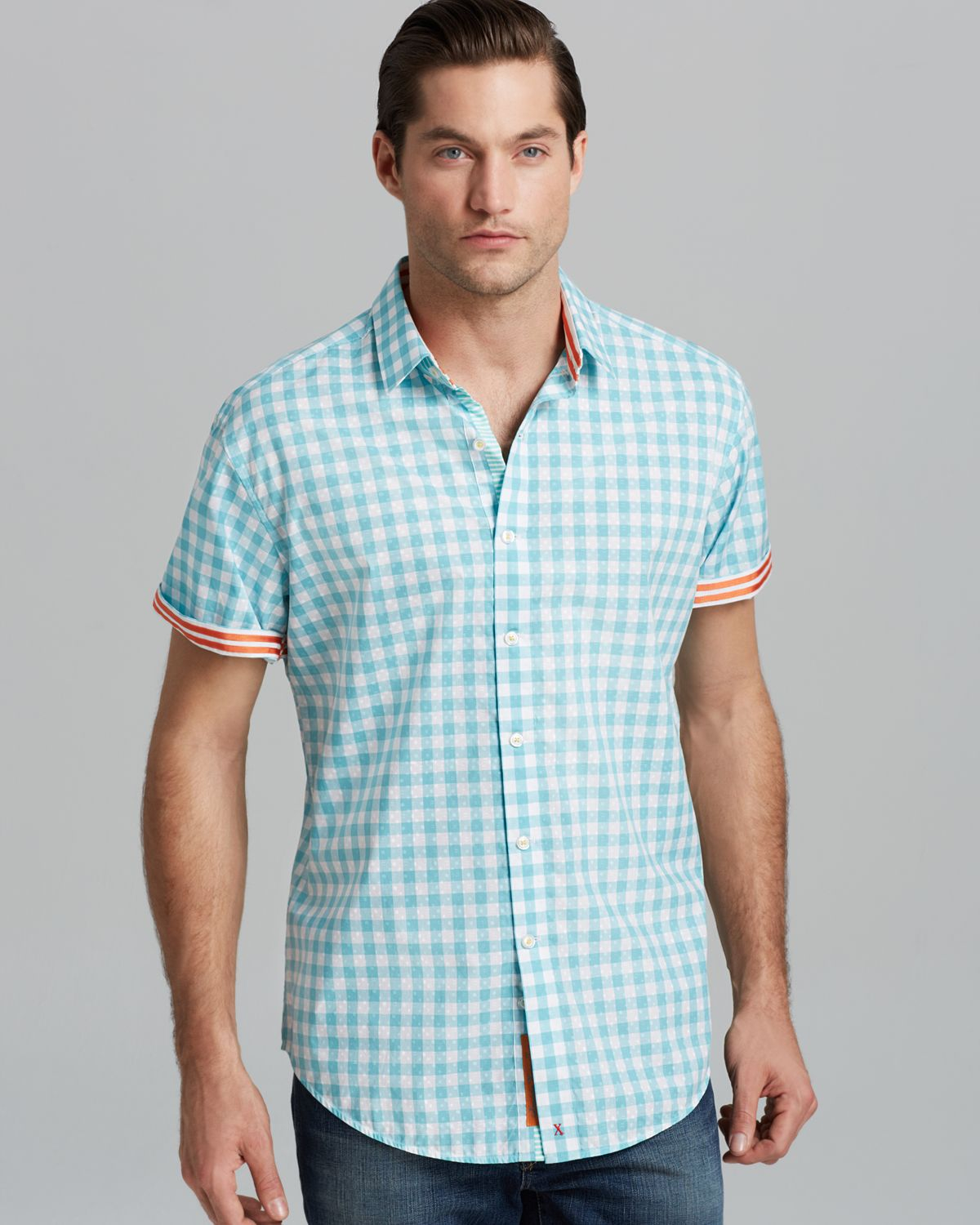 Robert graham Aegean Gingham Dobby Short Sleeve Sport Shirt Classic Fit ...