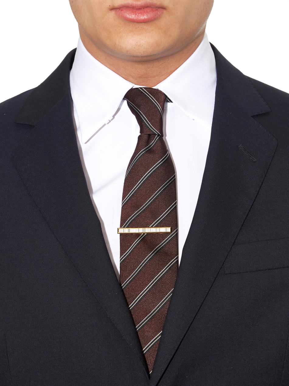 Paul Smith Chevron Striped Etched Tie Pin in Metallic for Men - Lyst