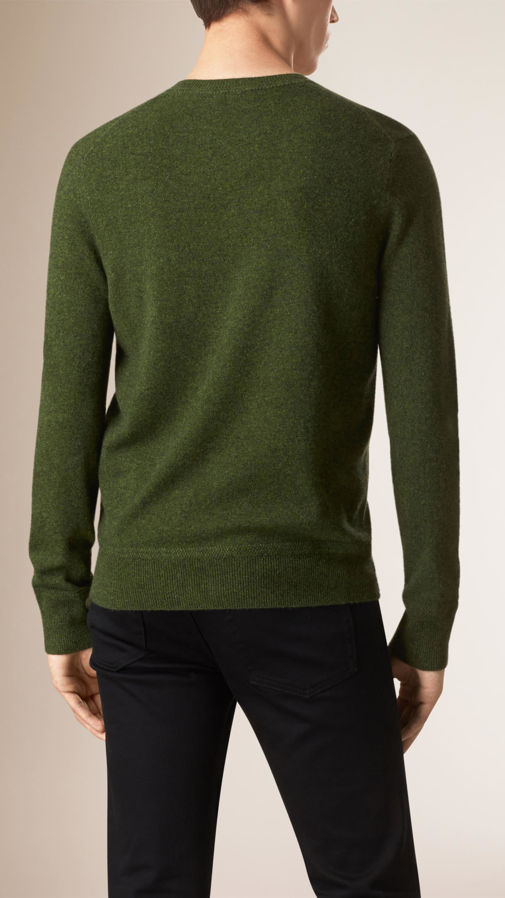 Lyst - Burberry Crew Neck Cashmere Sweater Olive Green in Green for Men