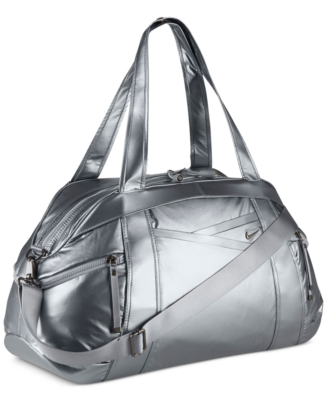 Lyst Nike Victory Gym Club Metallic Duffel Bag In Gray Gallery Previously Sold At Macy S Women Duffel Bags