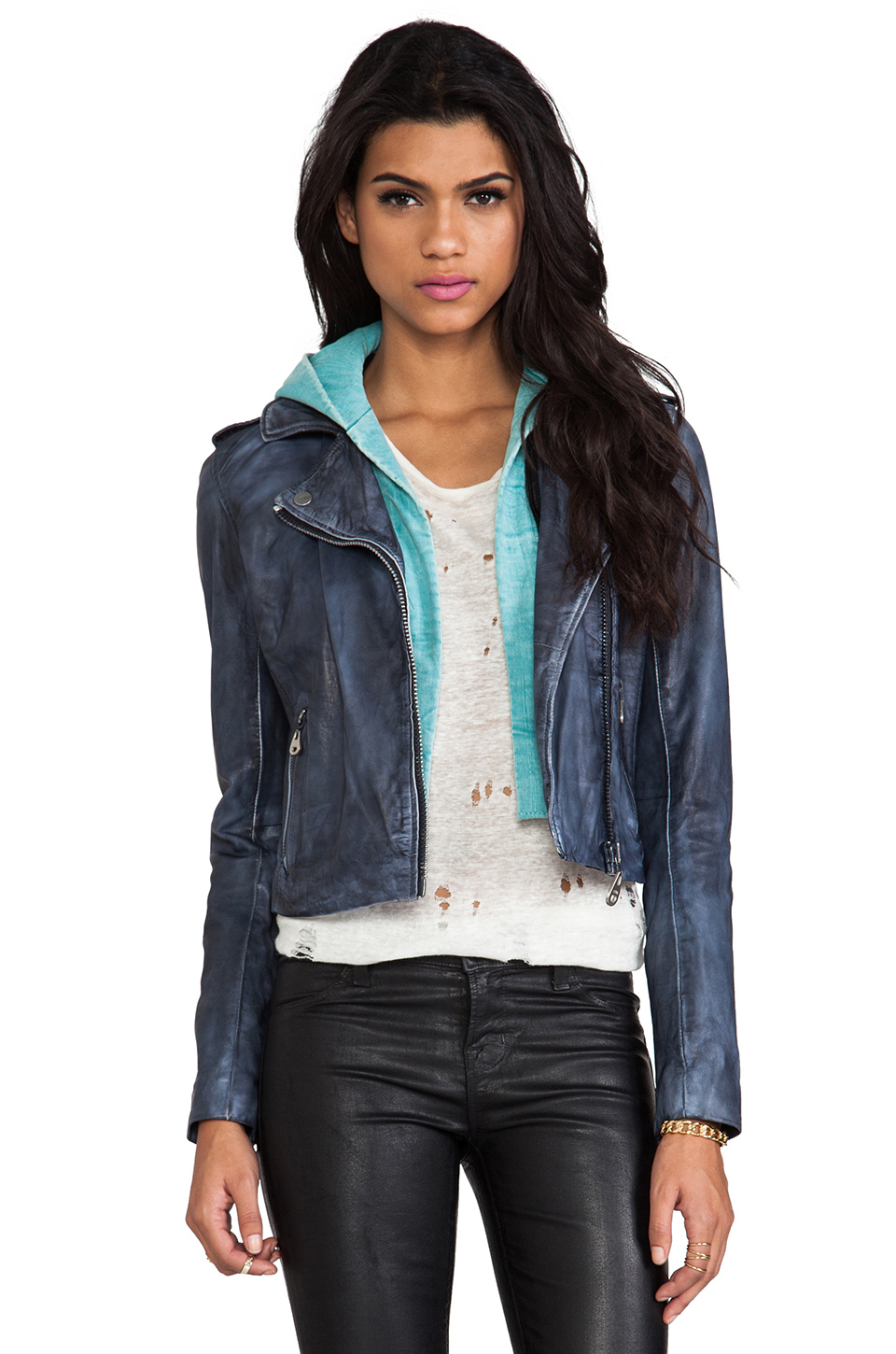 Doma Leather Washed Lamb Jacket With Detachable Hood In Gallery