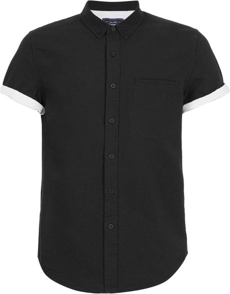 Topman Black Contrast Short Sleeve Shirt in Black for Men | Lyst