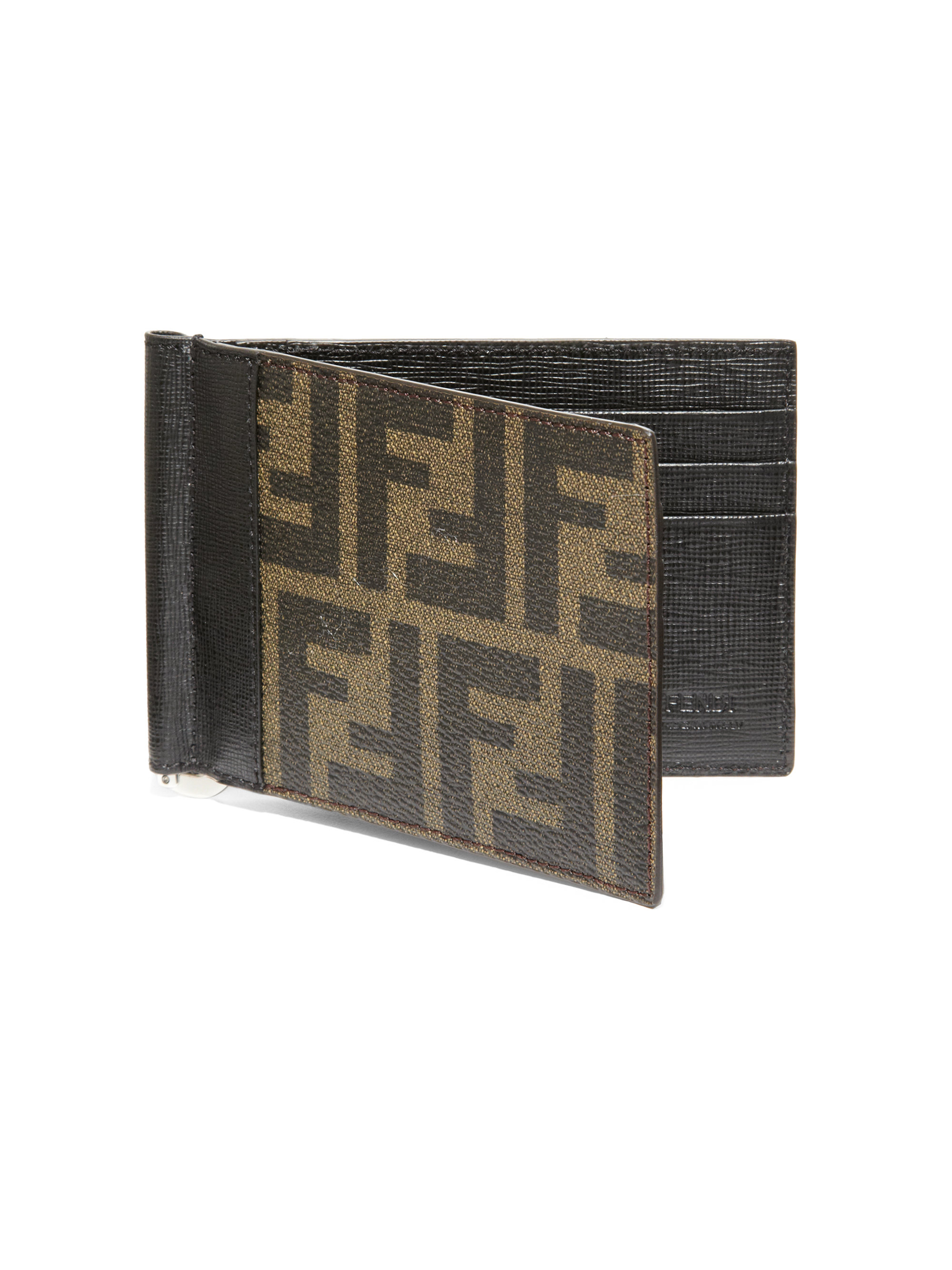 Lyst - Fendi Zucca Money Clip Wallet in Brown for Men