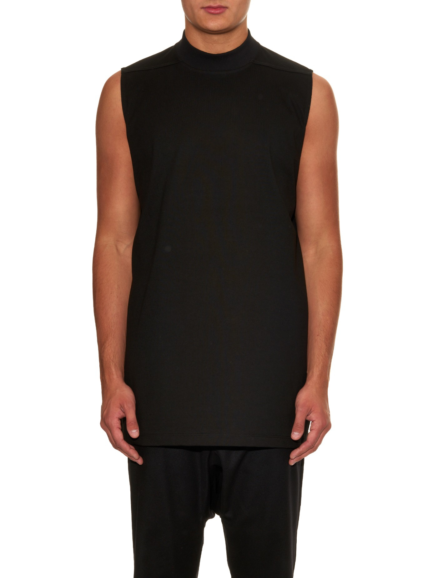 Lyst - Rick Owens High-Neck Cotton Tank Top in Black for Men