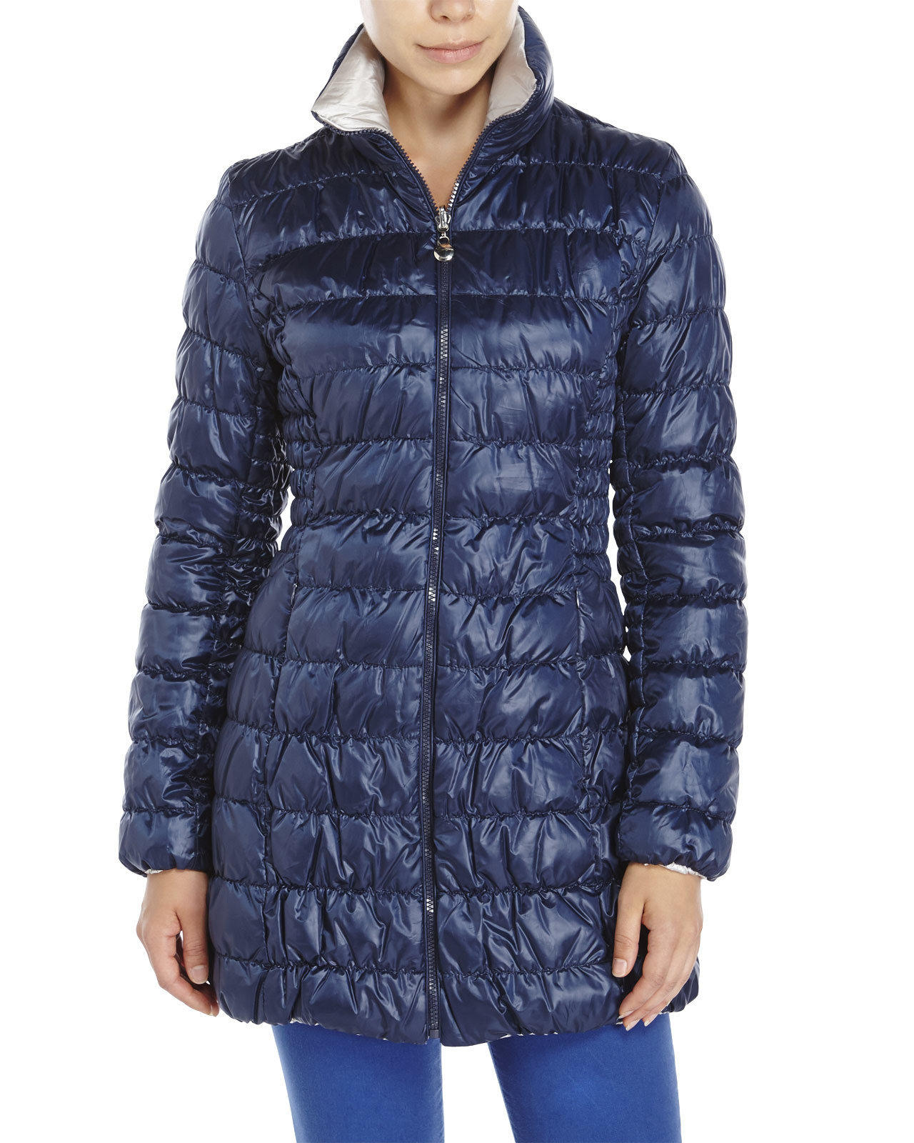 Laundry by Shelli Segal | Blue Reversible Quilted Down Coat | Lyst
