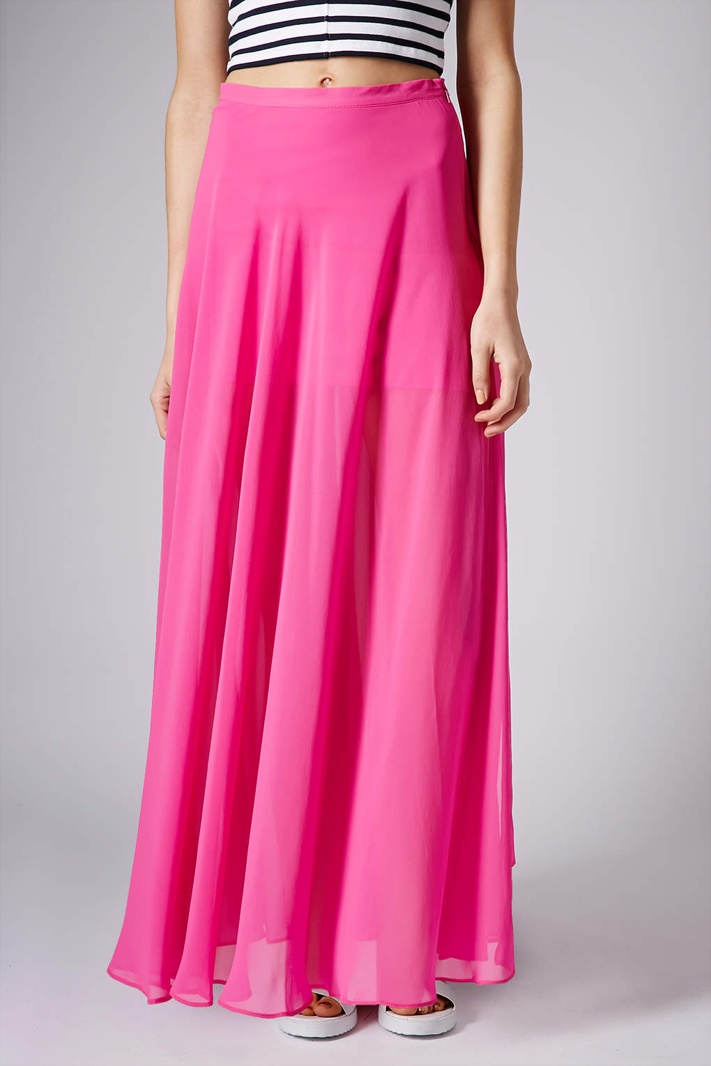 Topshop Pink Chiffon Maxi Skirt in Pink | Lyst