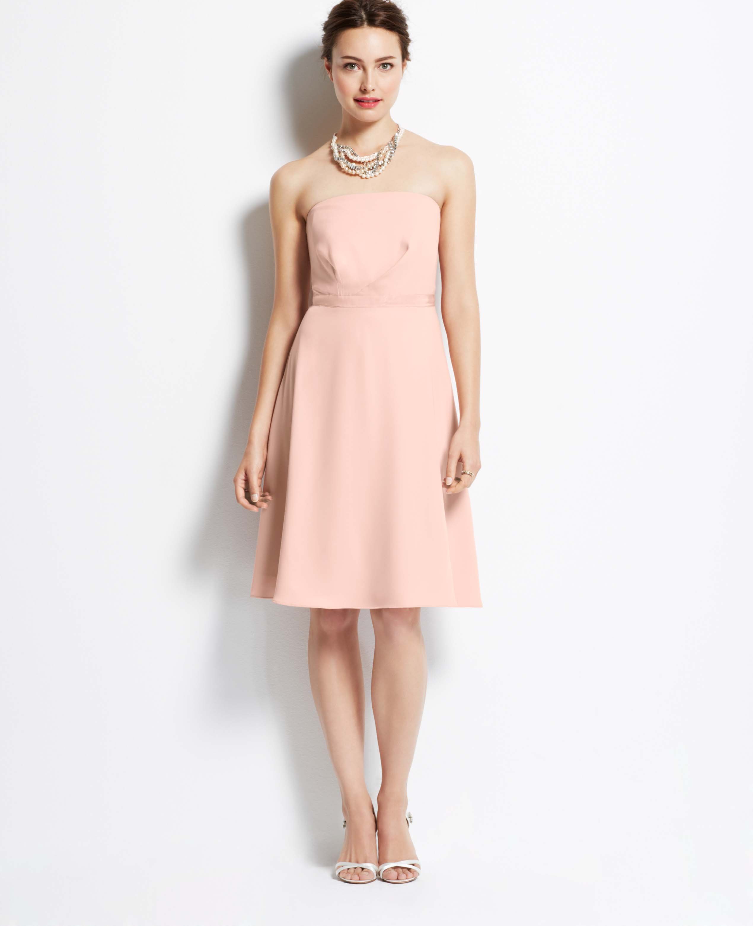 Lyst - Ann taylor Strapless Flounce Dress in Pink