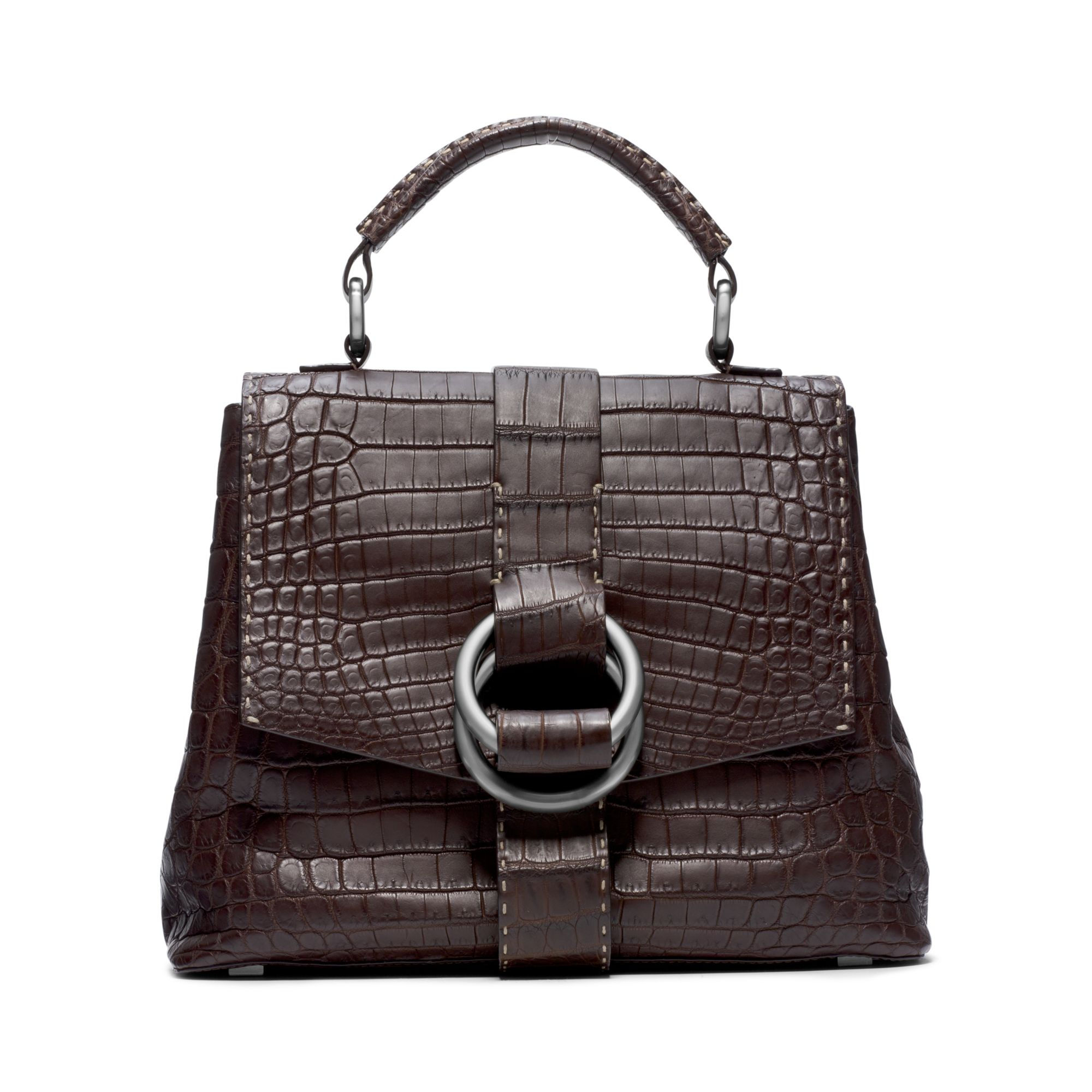 Michael kors Julie Large Nile Crocodile Top Handle Tote in Brown Lyst