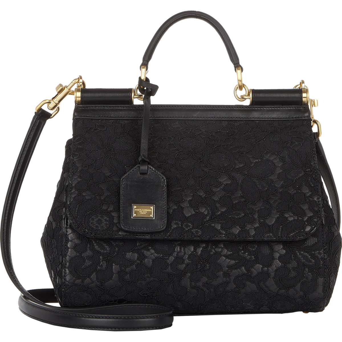 Dolce & gabbana Lace Medium Miss Sicily Bag in Black | Lyst