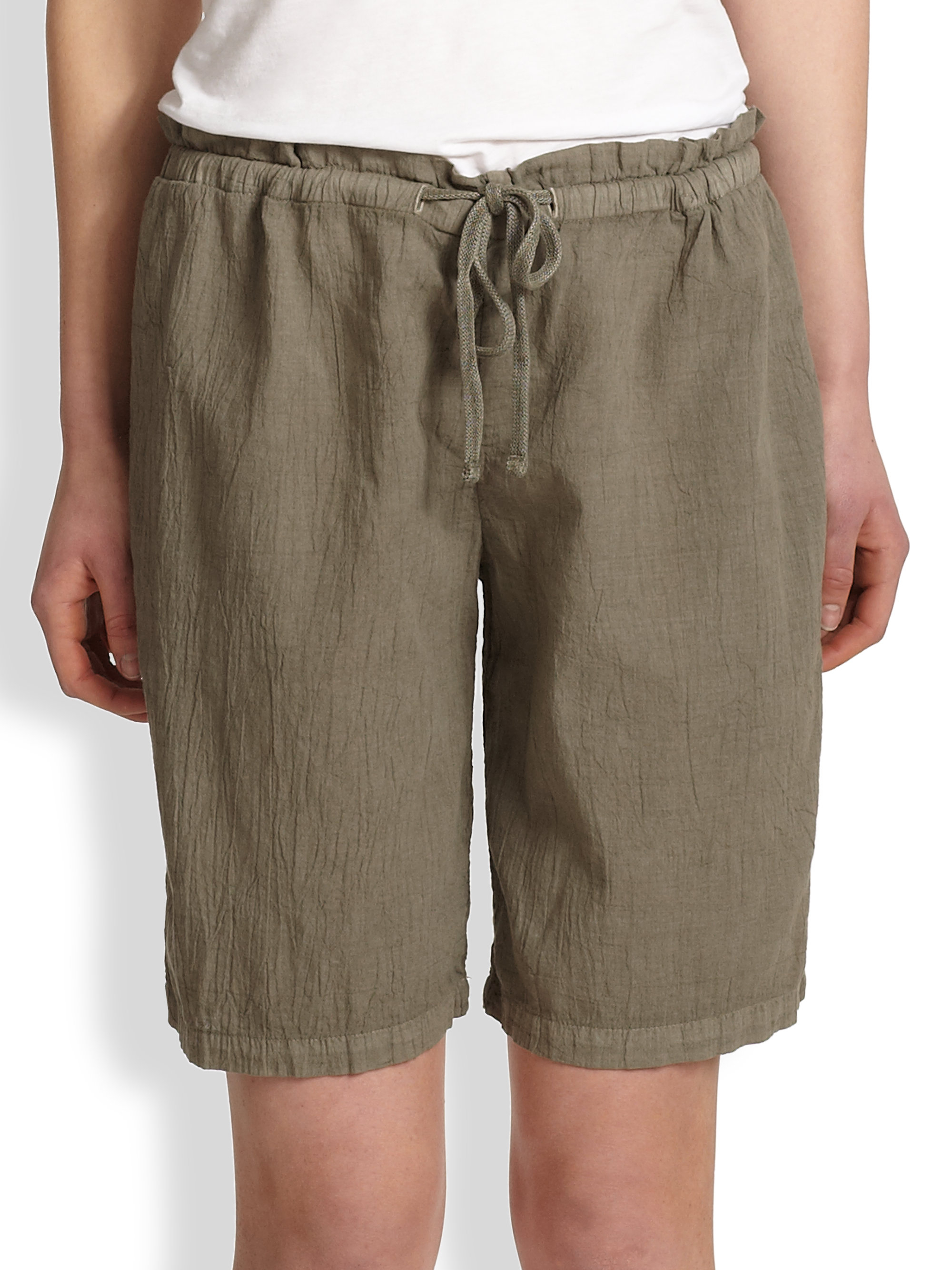 Lyst - James perse Drawstring Cotton Bermuda Shorts in Green