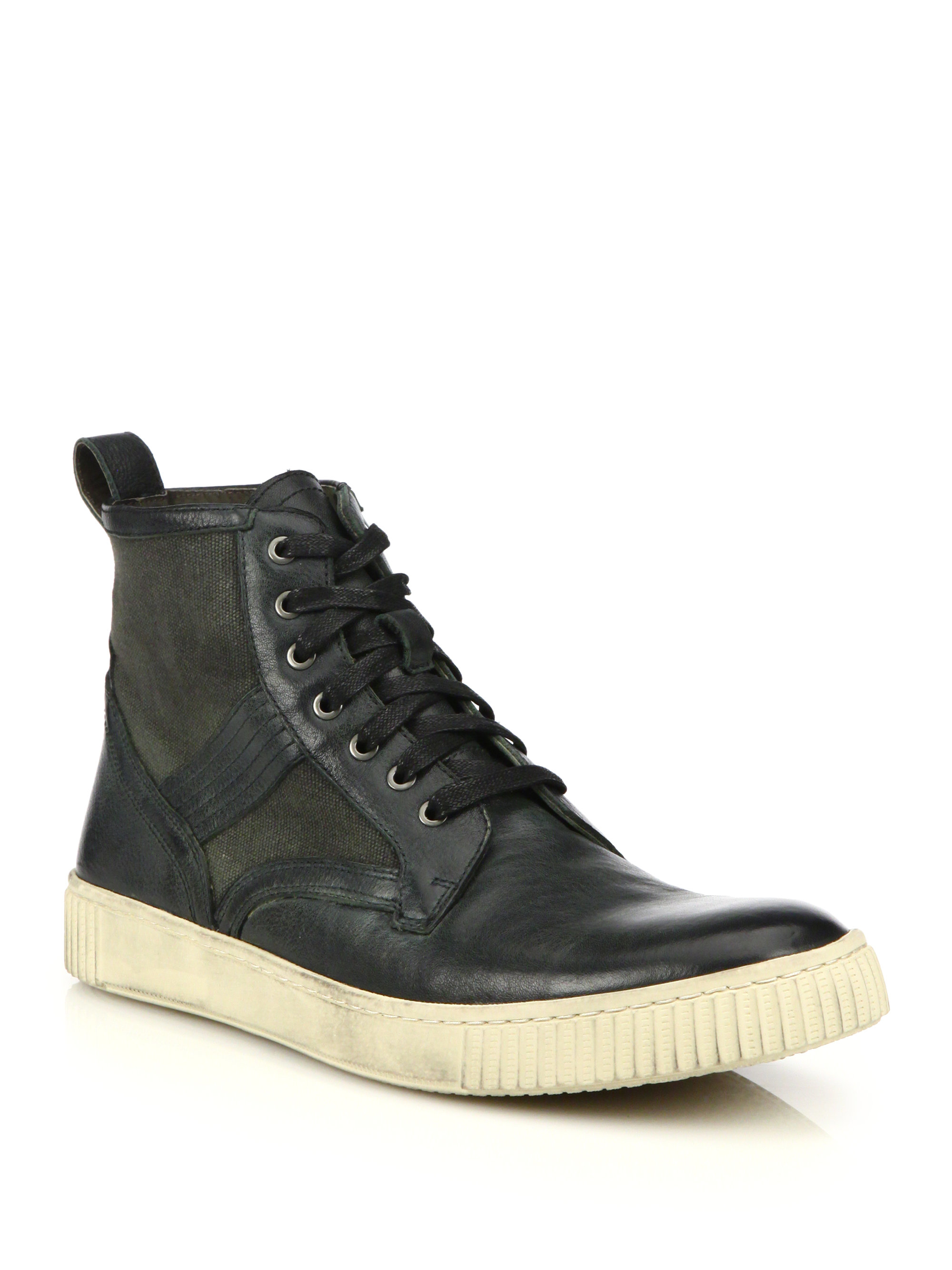 Lyst - John Varvatos Bedford Trooper Leather & Coated Canvas Boots in ...