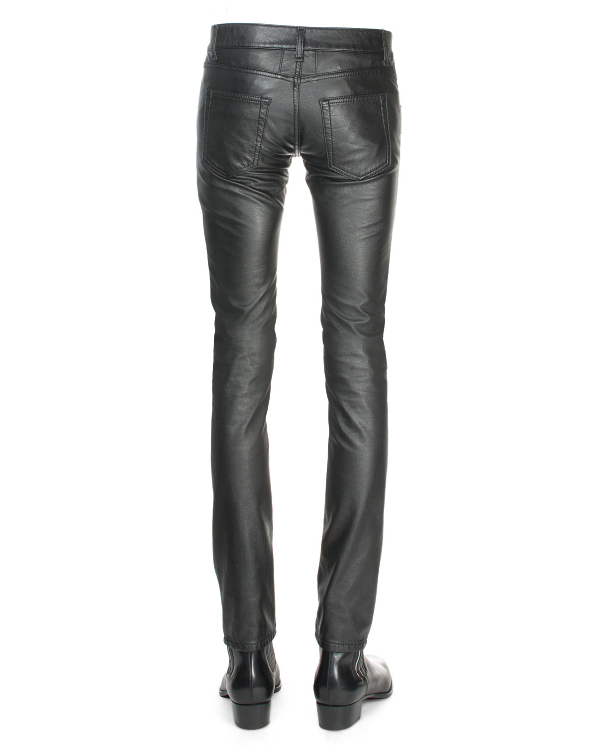 black faux leather jeans