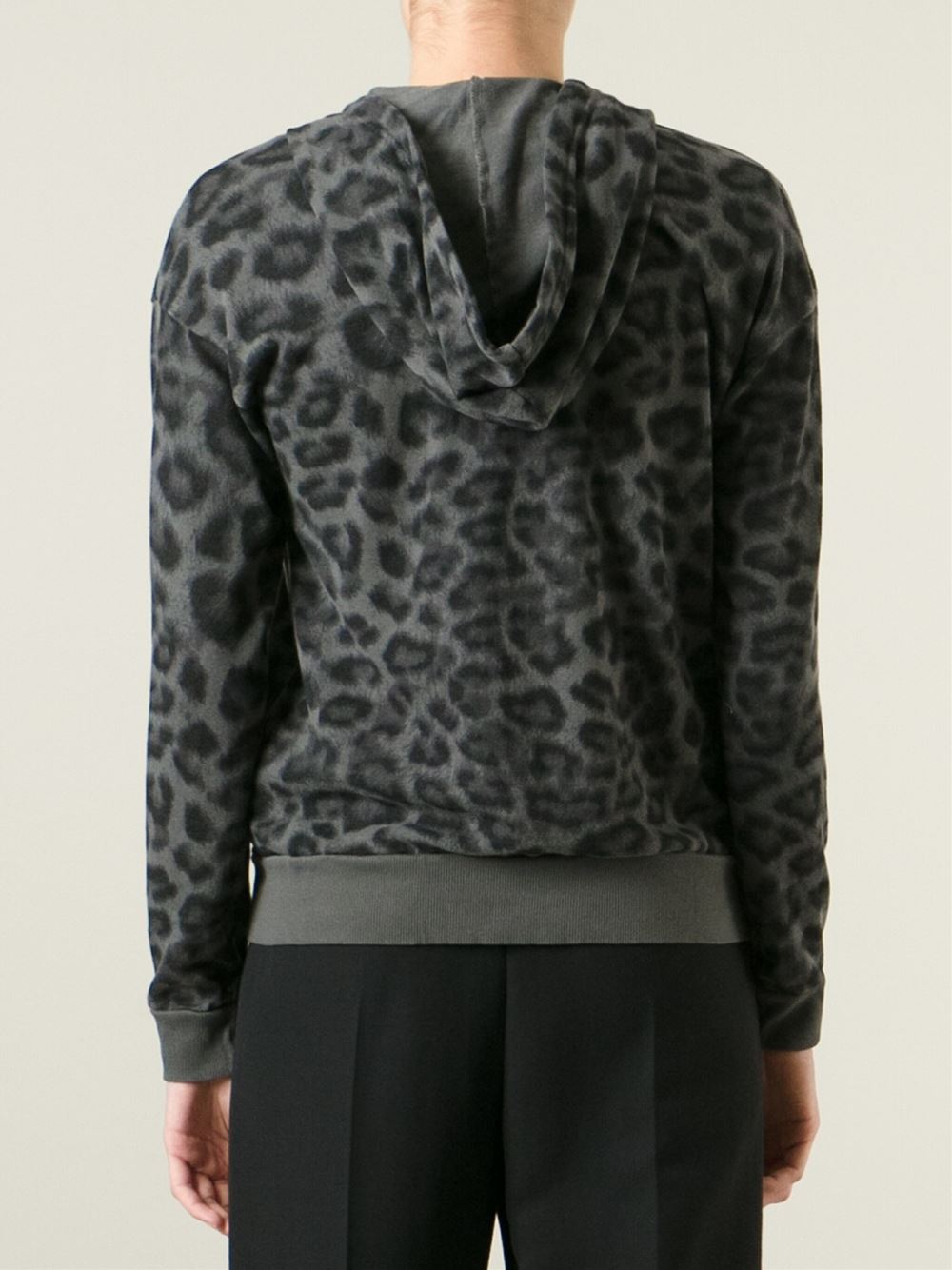 Splendid Leopard-Print Cotton Hoodie in Grey (Gray) - Lyst