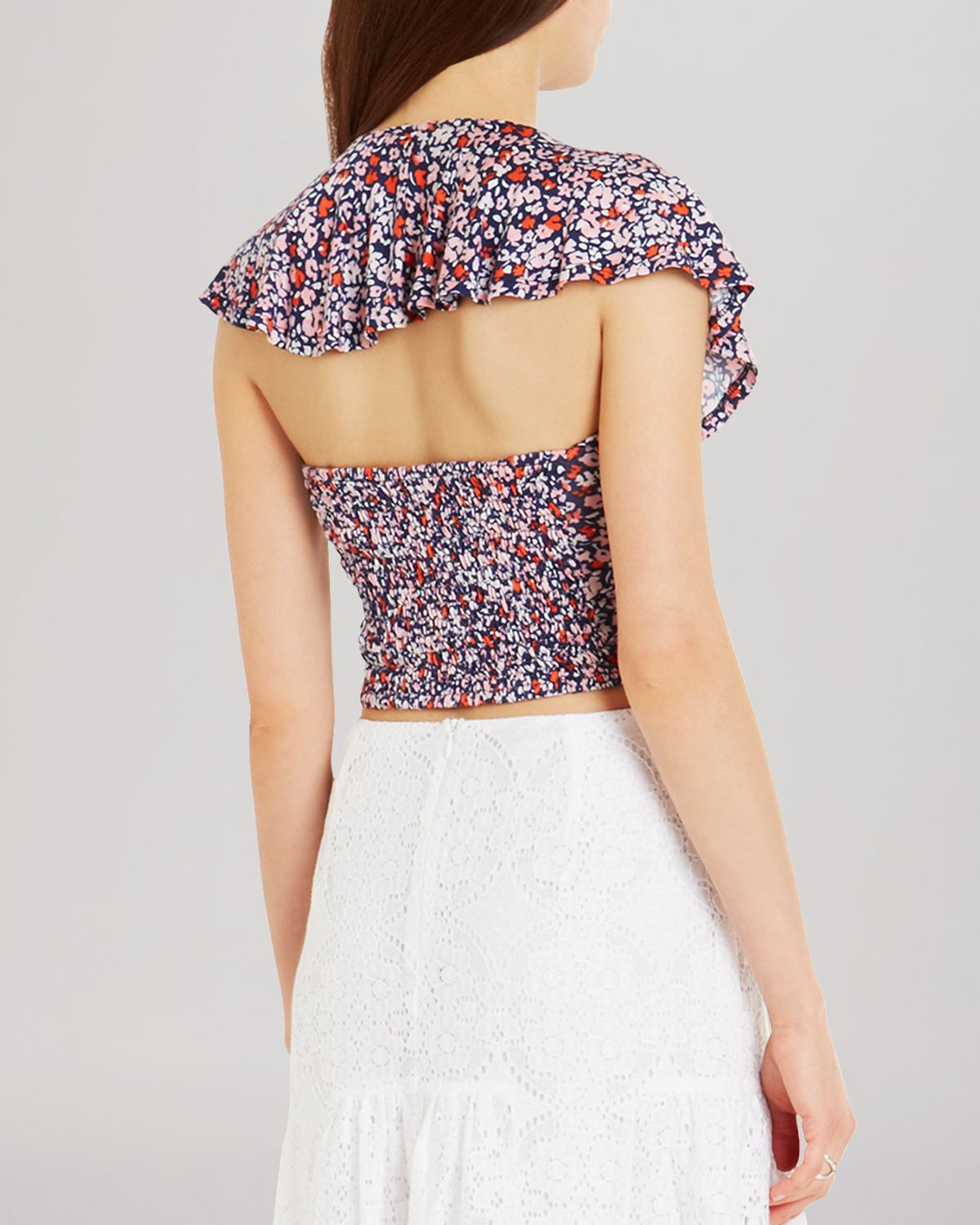 Lyst Bcbgeneration Ruffle Sleeve Crop Top in Pink