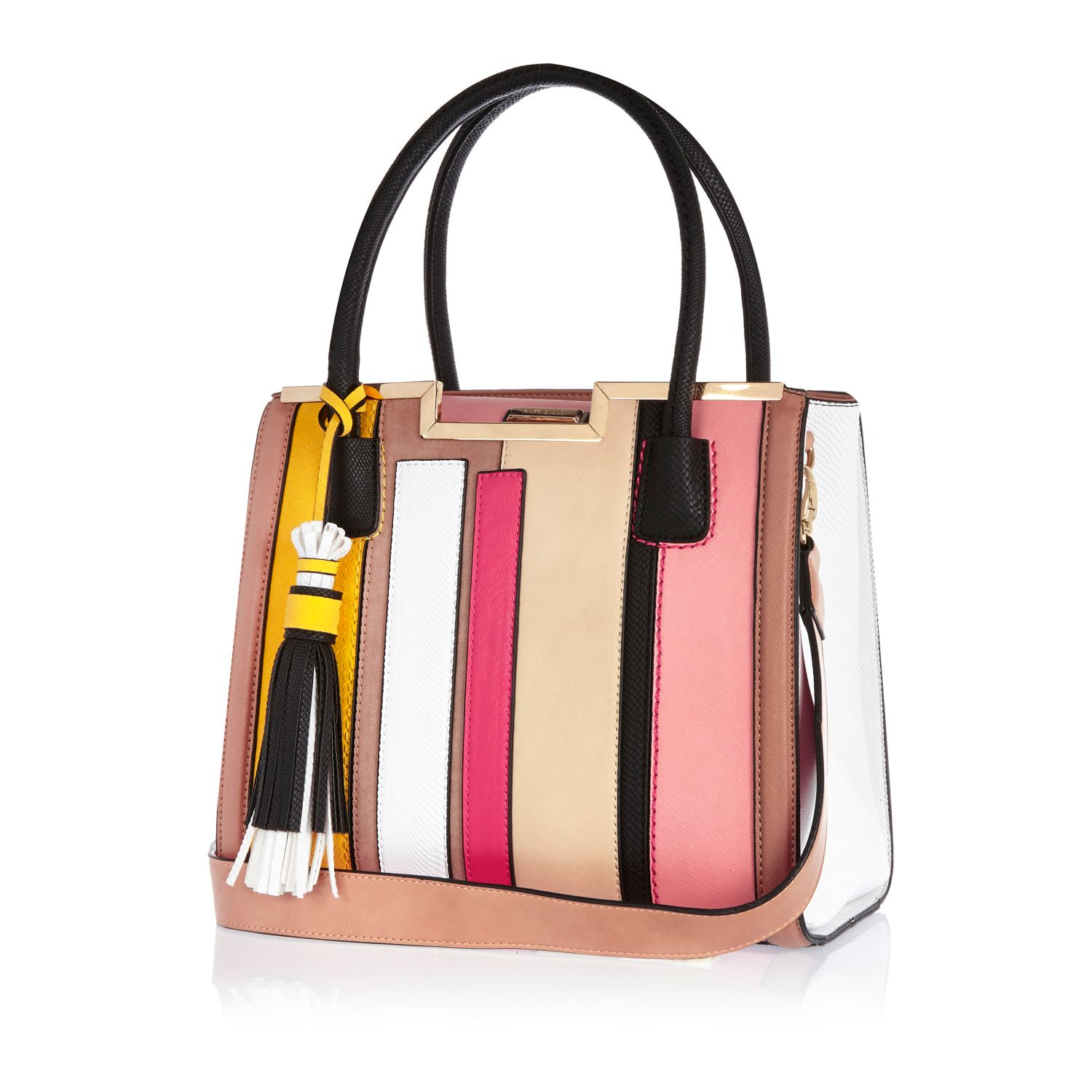Lyst River Island Pink Stripe Boxy Tote Handbag In Gallery
