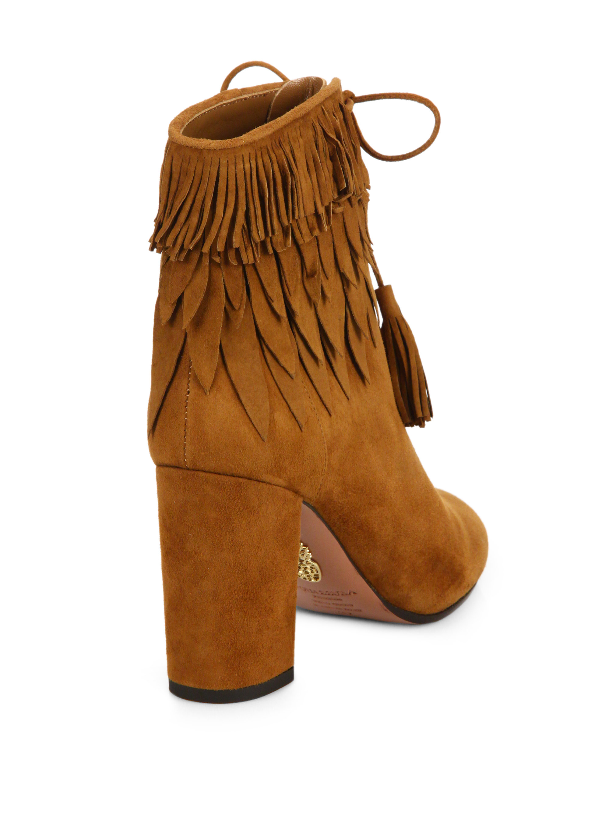 brown wedge booties with fringe