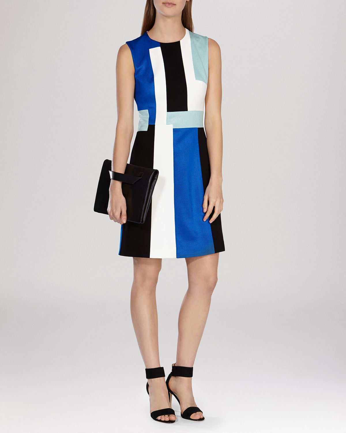 Lyst - Karen Millen Modernist Color Block Dress in Blue