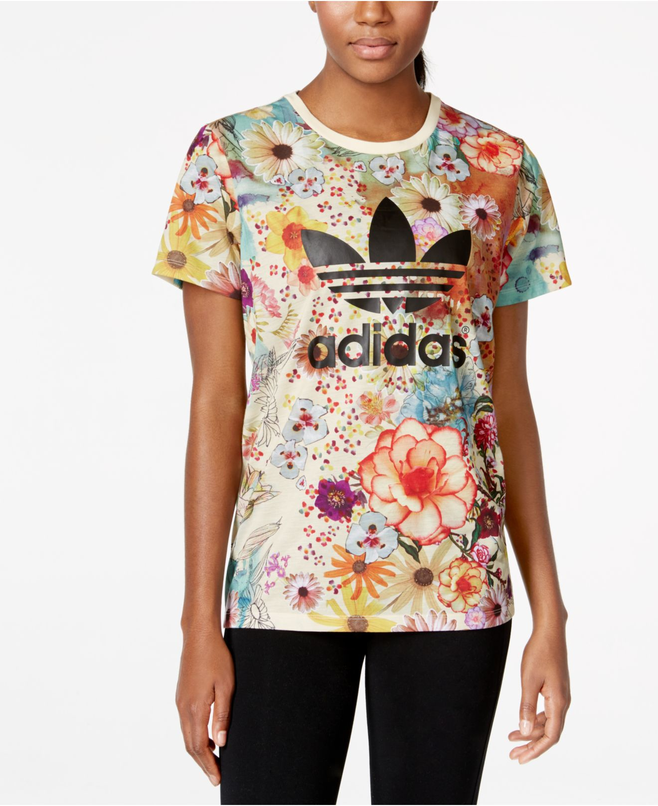 Lyst - Adidas Originals Floral Print Logo T-shirt