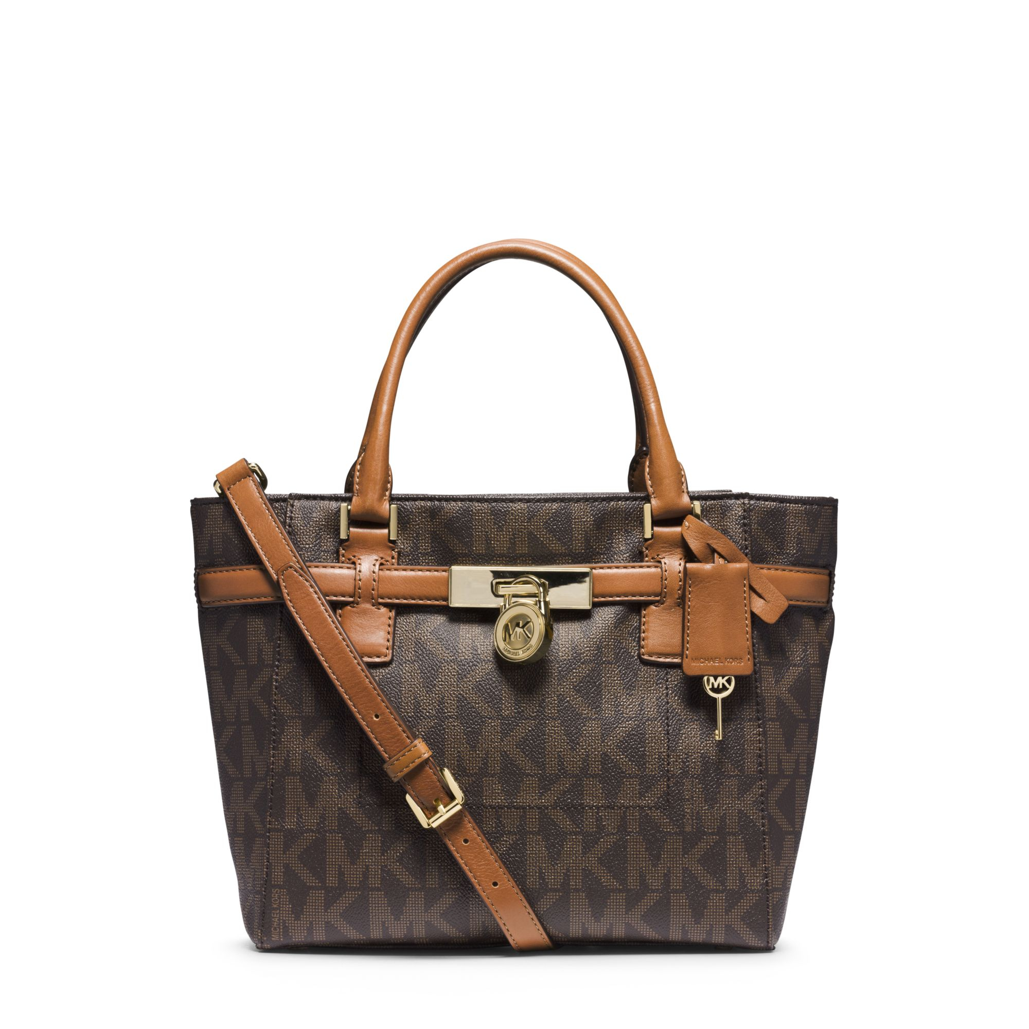 Lyst Michael Kors Hamilton Traveler Medium Logo Tote In Brown Gallery