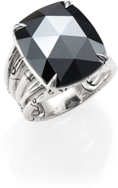 John Hardy Bamboo Hematite & Sterling Silver Octagon Five-Row Ring in ...