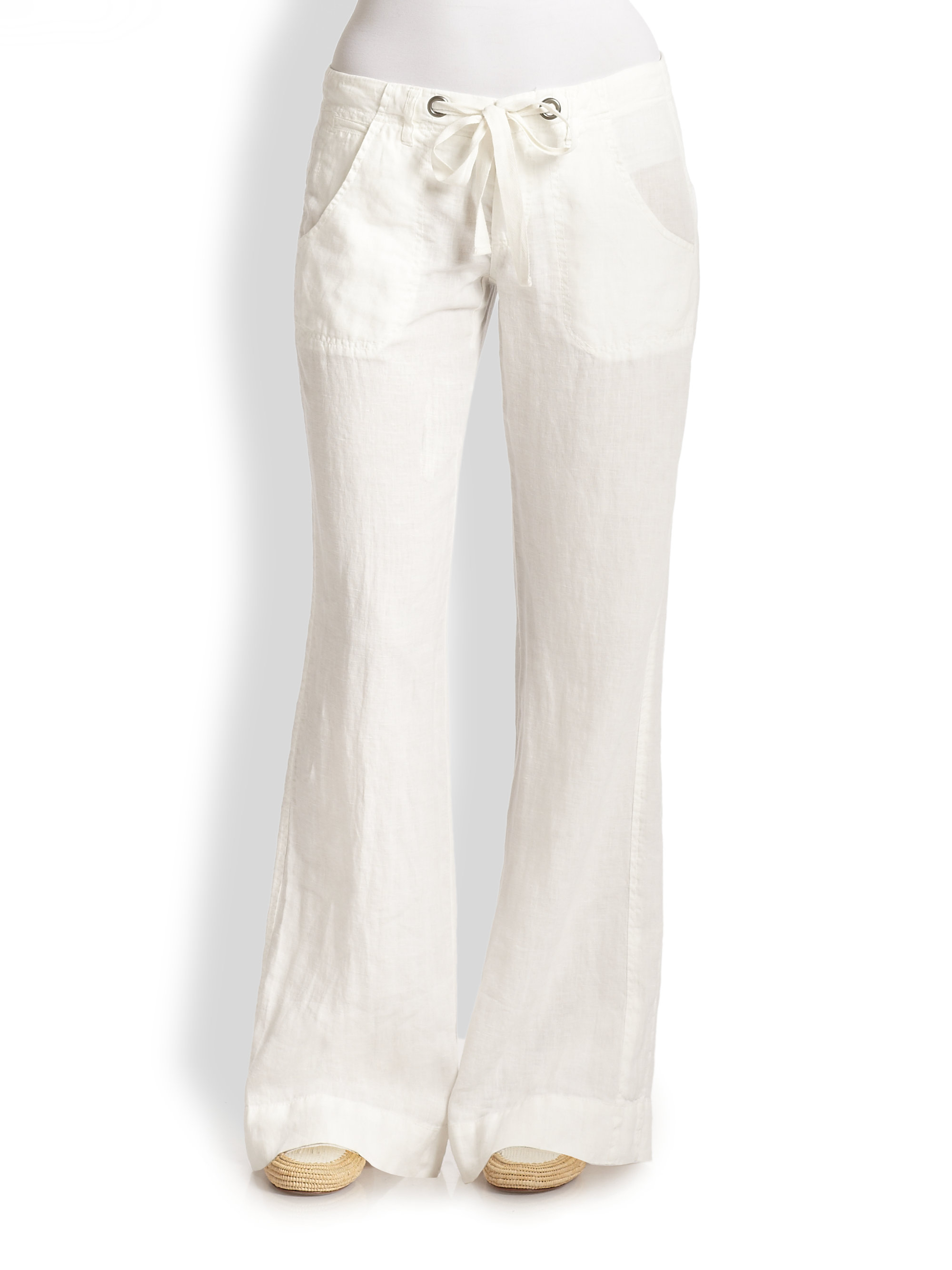 Joie Irreplaceable Wide Leg Linen Pants in White | Lyst