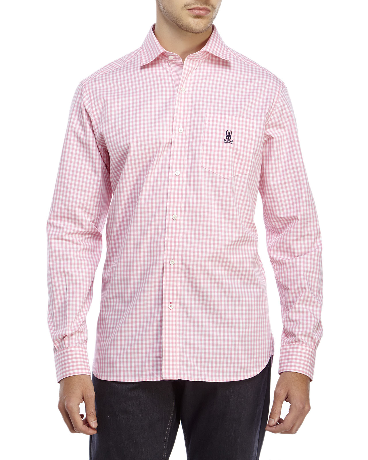 Psycho Bunny Gingham Sport Shirt in Pink for Men - Lyst