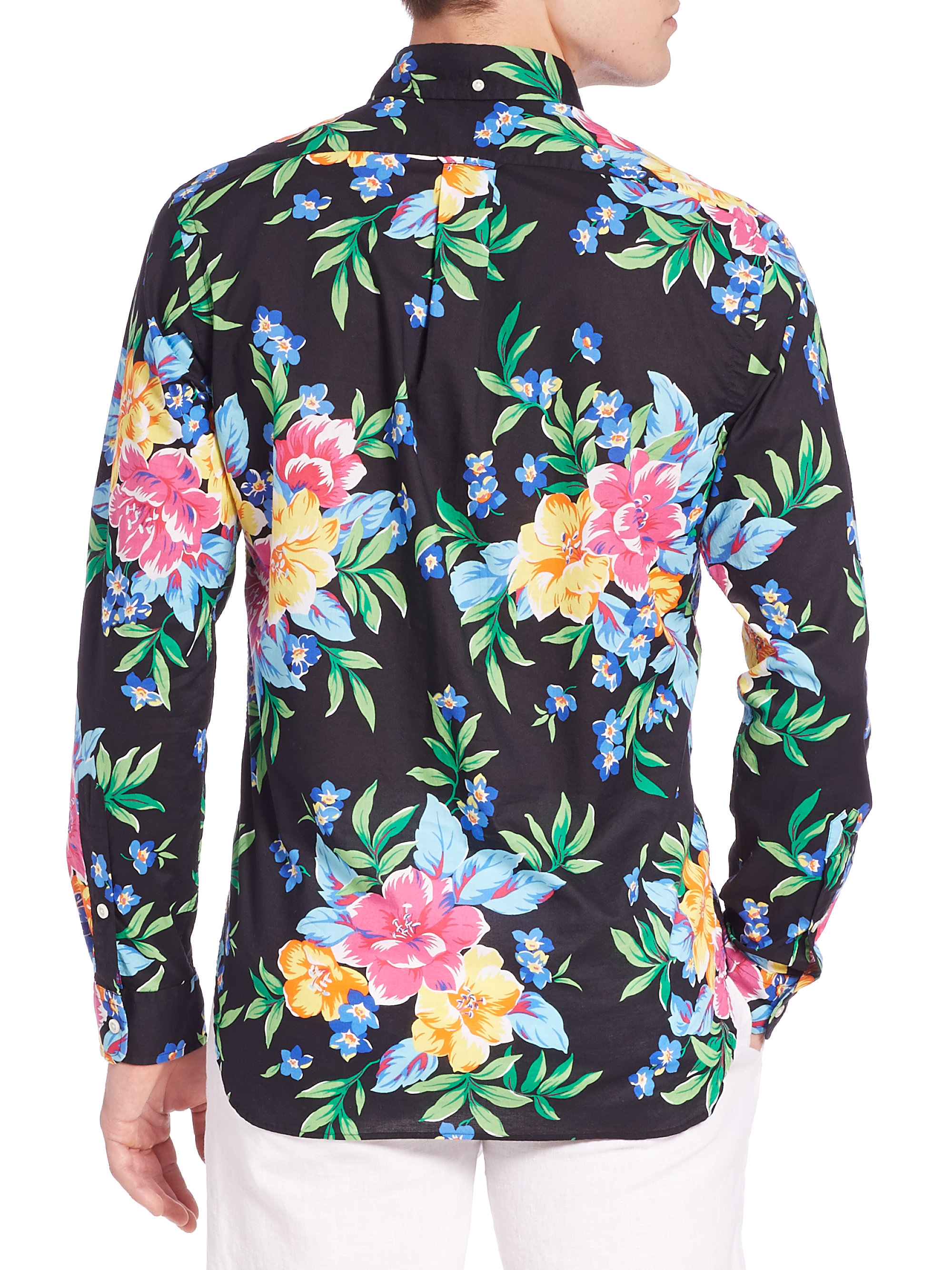 Polo ralph lauren Floral Poplin Shirt in Green for Men | Lyst