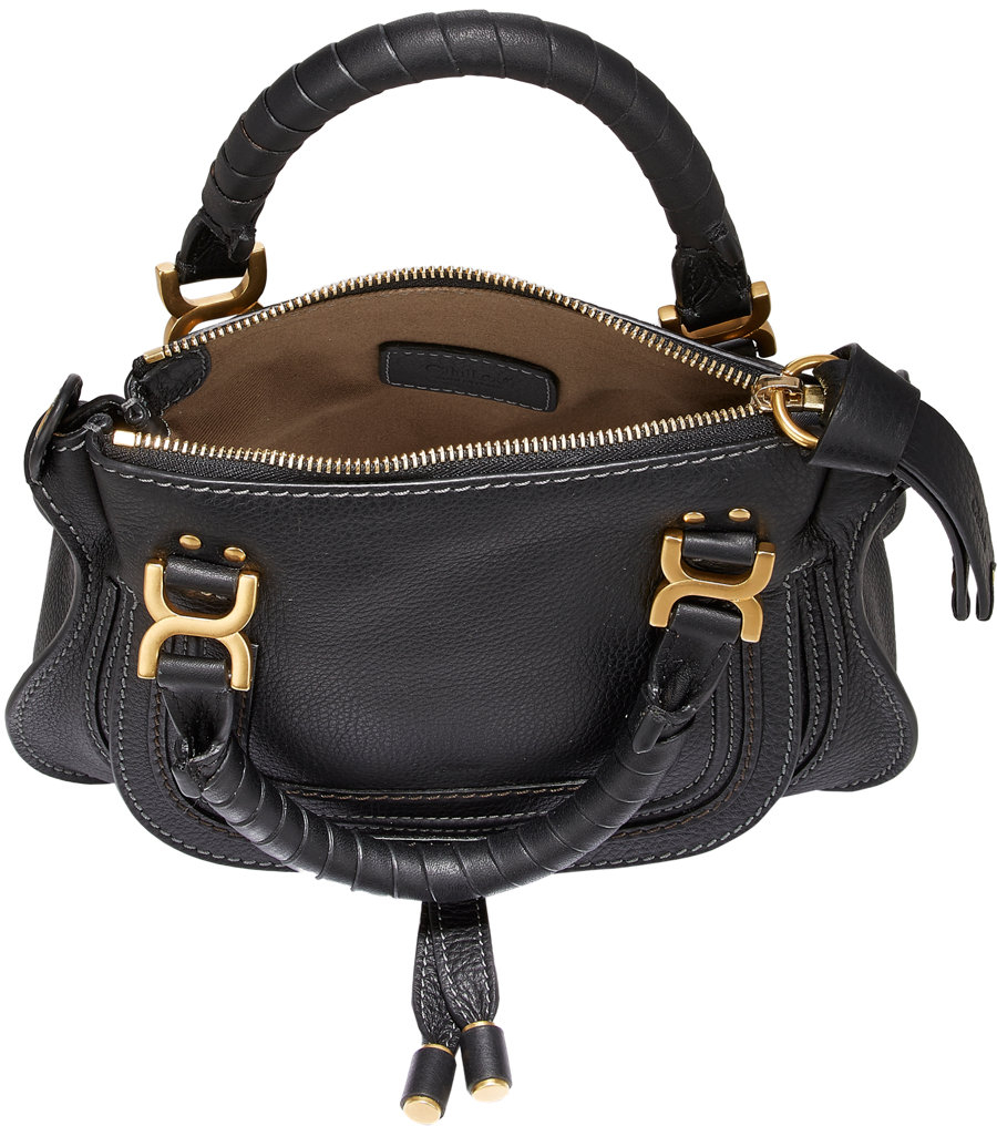 Chlo Marcie Mini Satchel With Strap in Black | Lyst