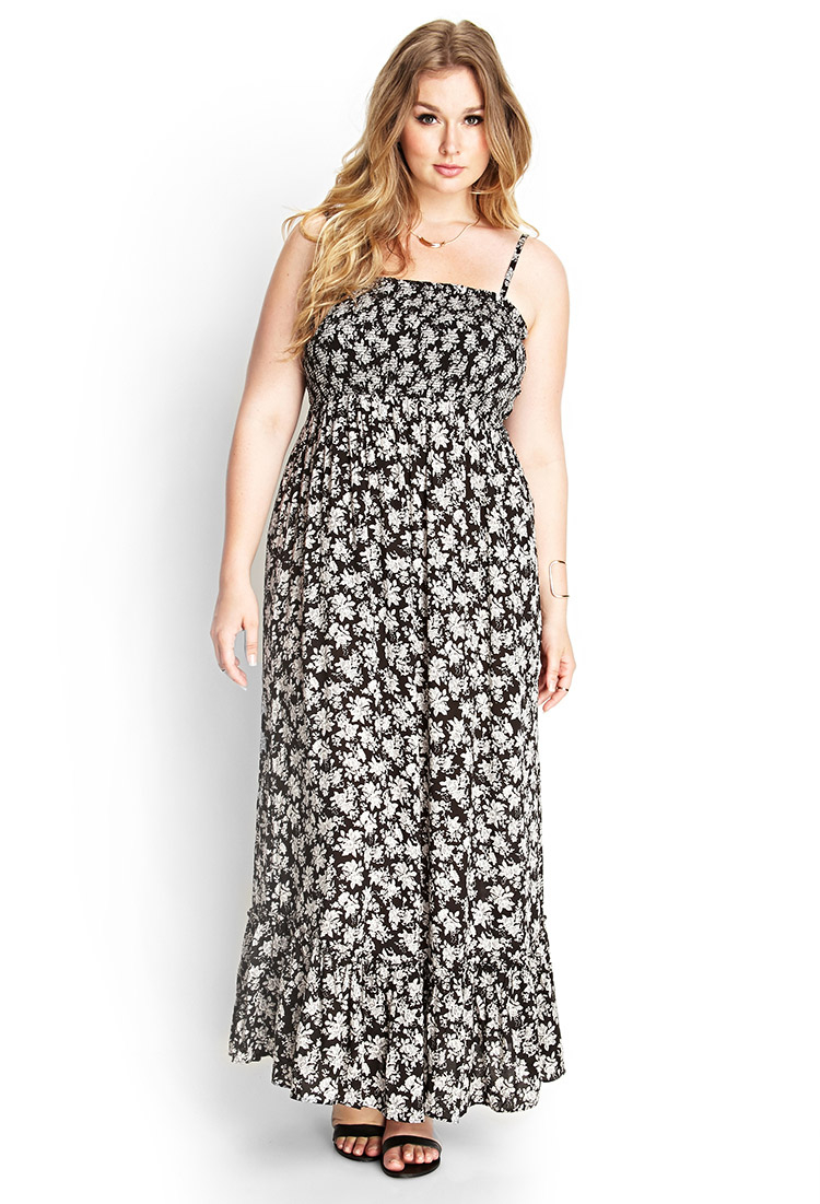 Lyst - Forever 21 Smocked Floral Maxi Dress in Black