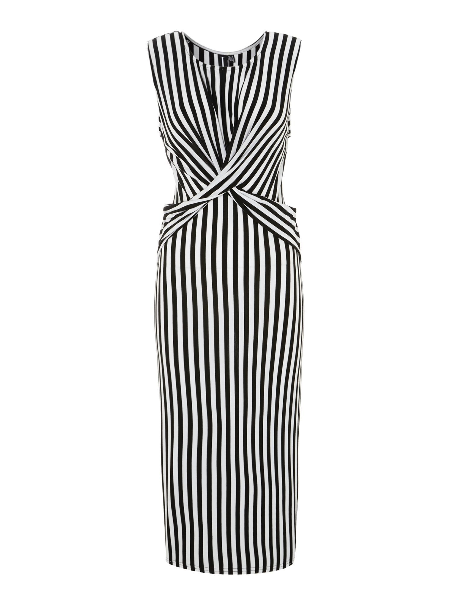 Izabel London Vertical Stripe Maxi Bodycon Dress in Black (Black/White ...
