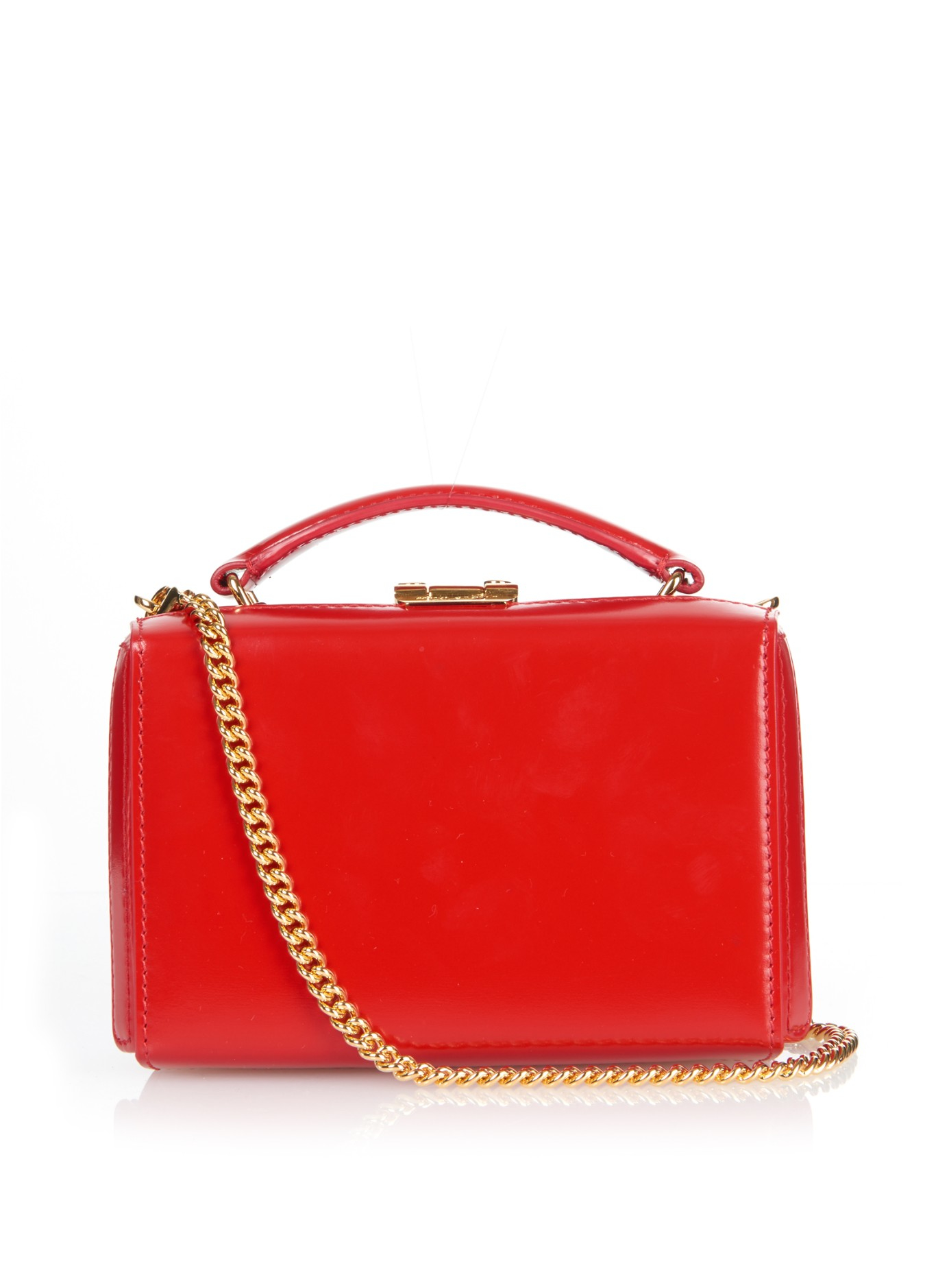 Mark Cross Grace Mini Leather Box Bag in Red - Lyst