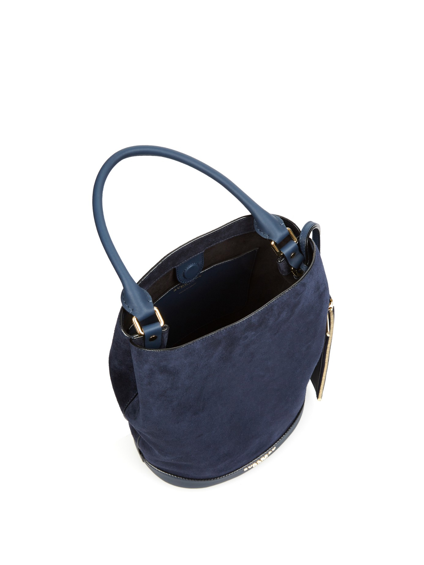 Lyst - Burberry prorsum Suede And Leather Bucket Bag in Blue