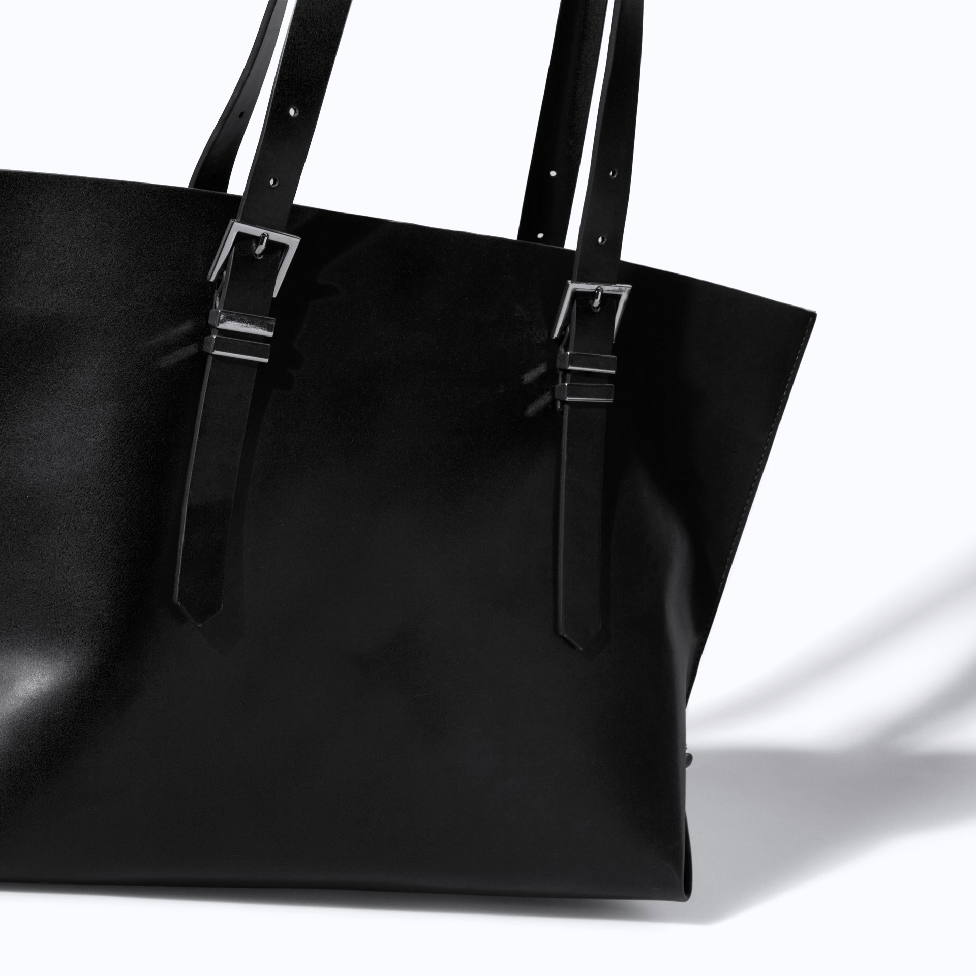 Zara Shopper Bag with Buckles in Black Lyst