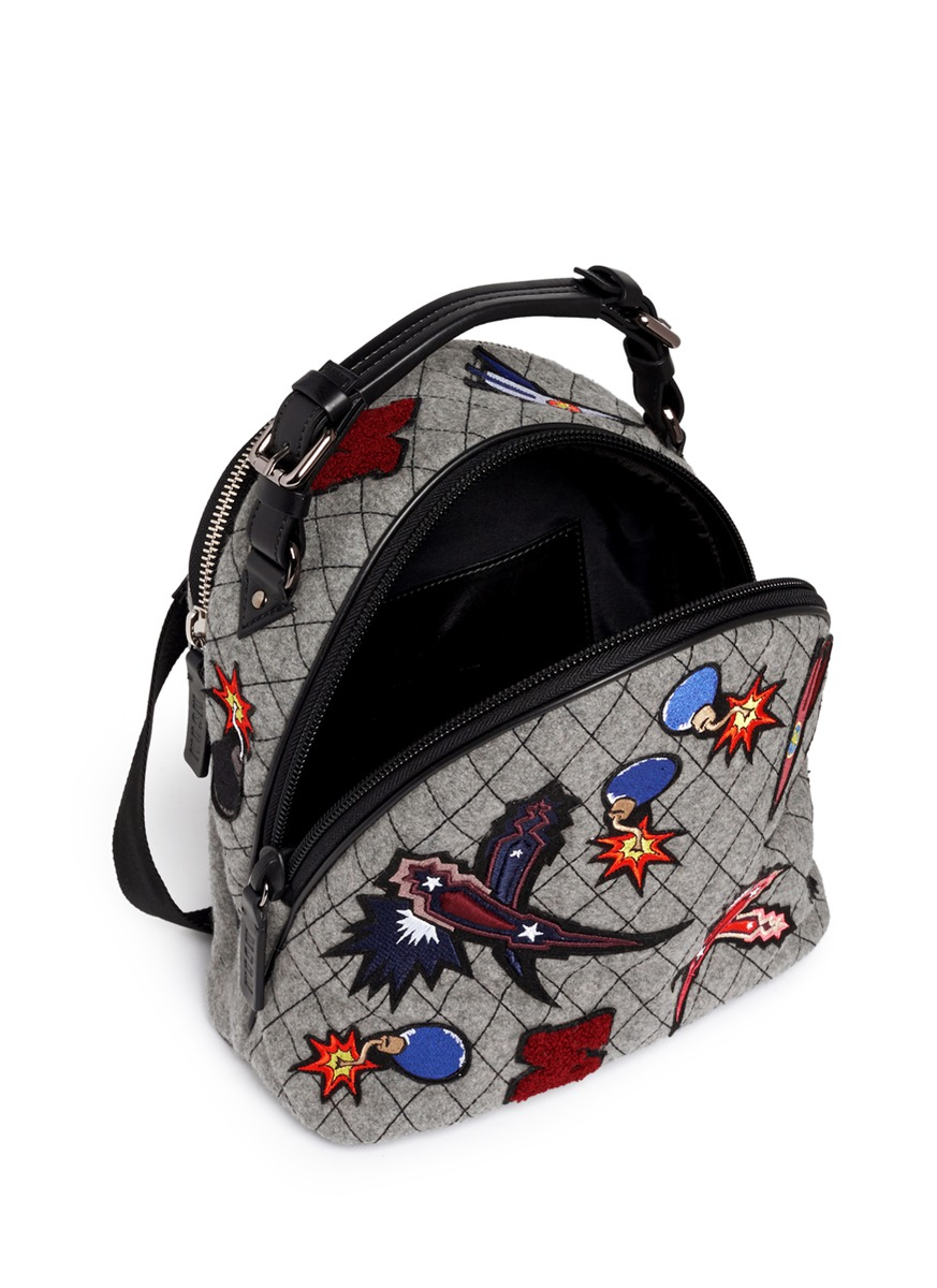 Lyst Msgm Spaceship Appliqué Quilted Backpack