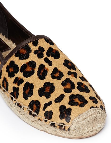 tory burch leopard calf hair flats