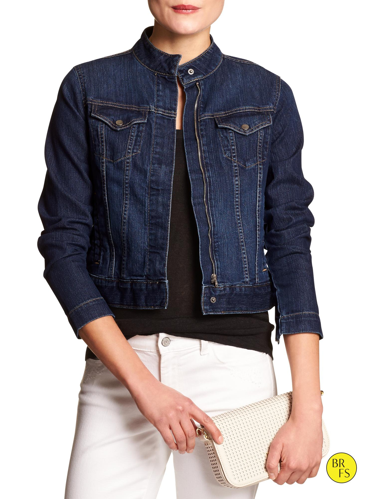 Banana republic Factory Denim Moto Jacket in Blue (Dark denim) Lyst