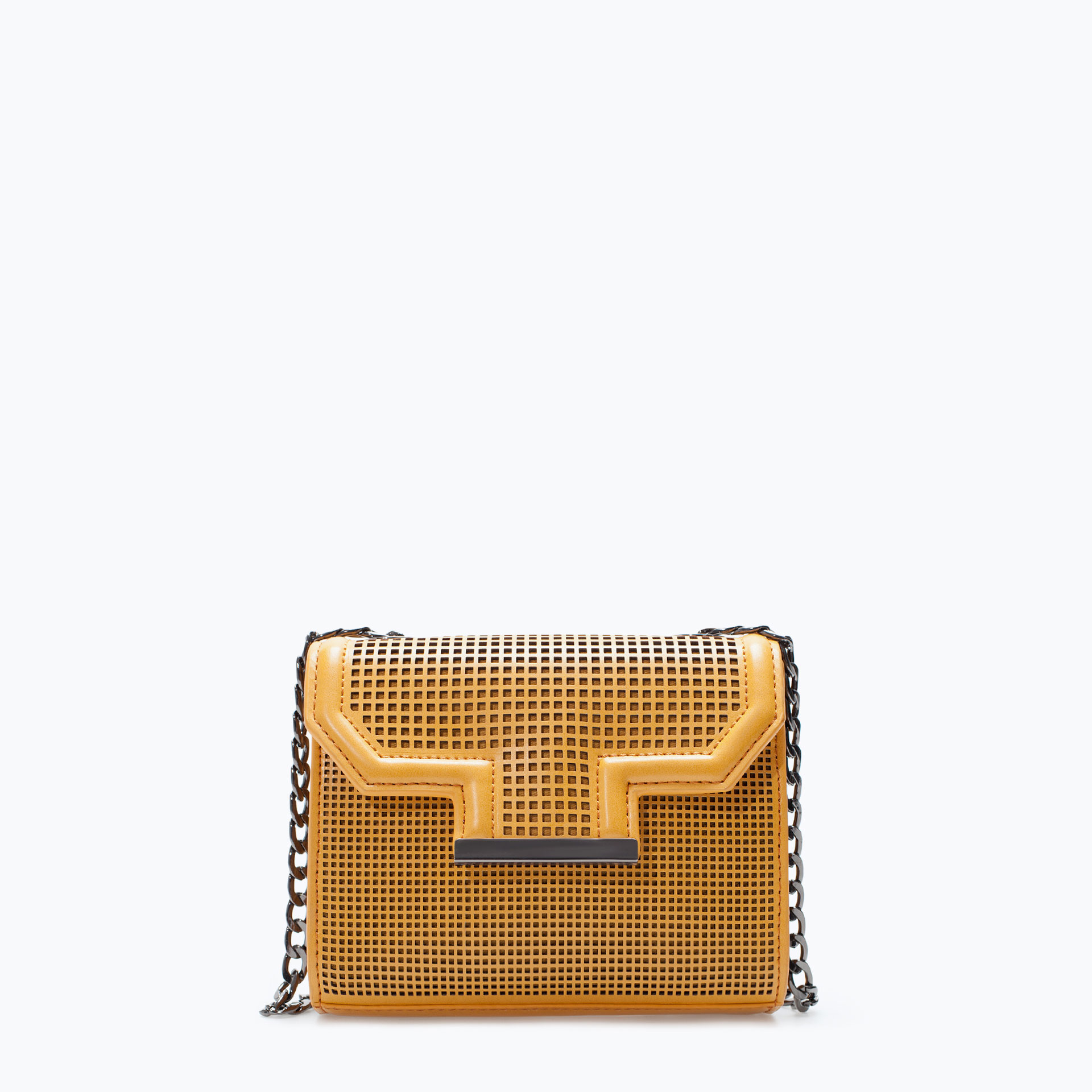 Zara Small Perforated Messenger Bag in Yellow Lyst