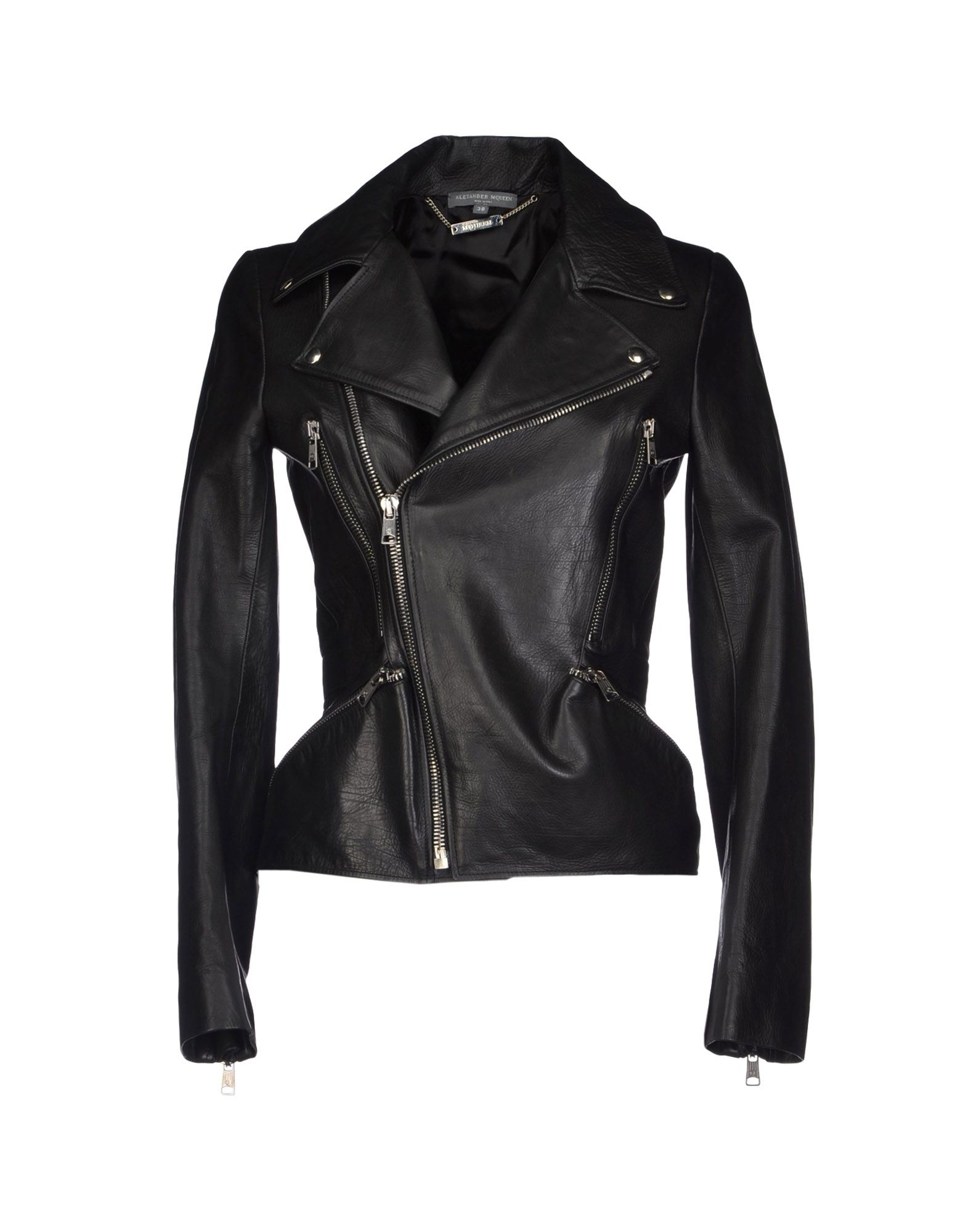 Lyst - Alexander mcqueen Stud Grainy Leather Biker Jacket in Black