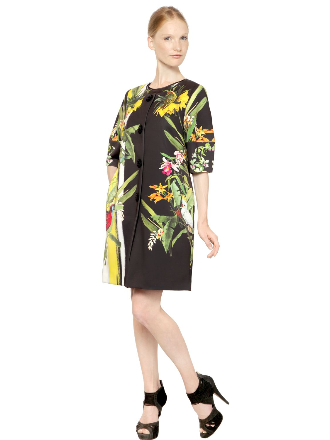 Lyst - Gaowei+xinzhan Floral Print Short Sleeved Coat