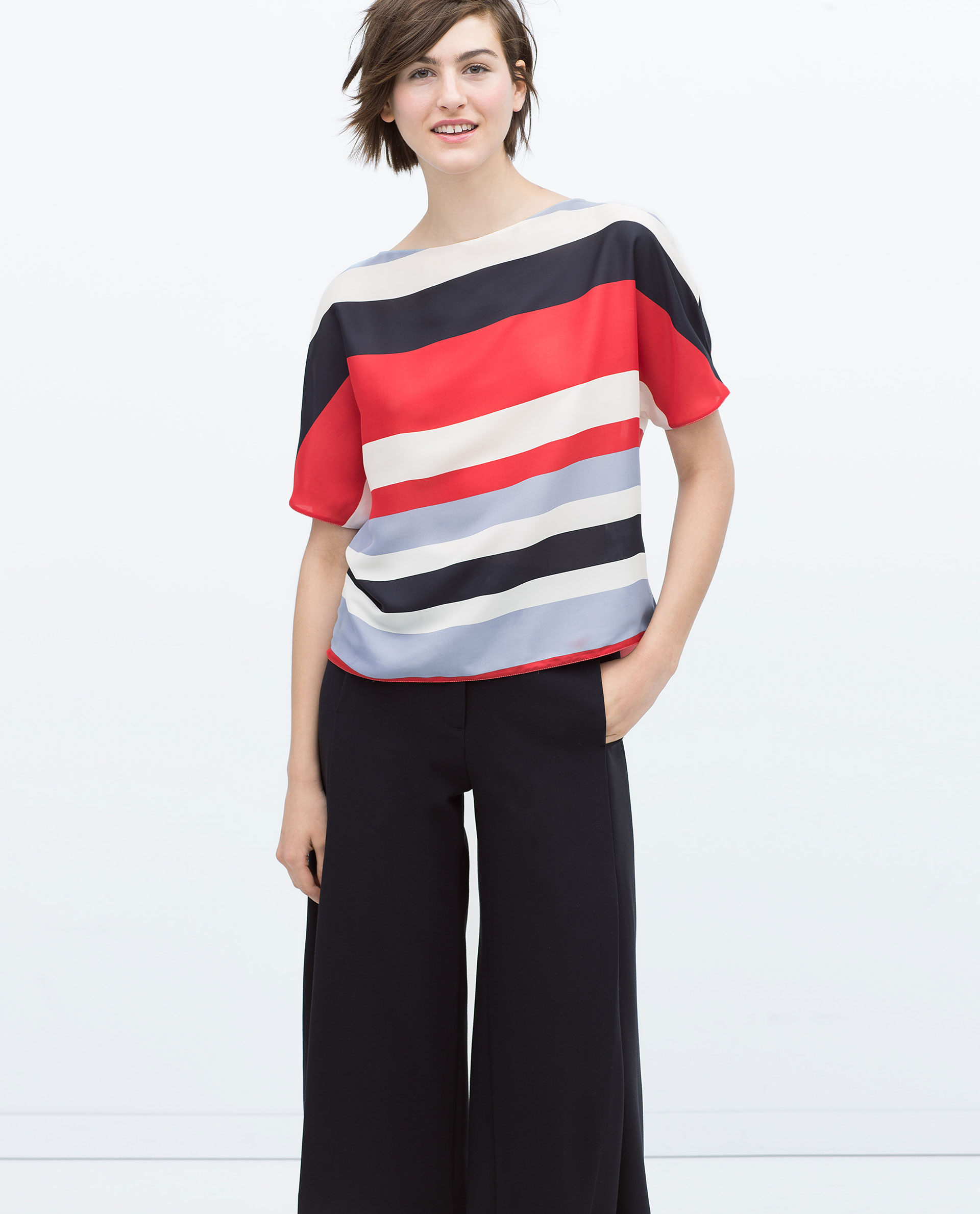 Zara Kimono Sleeve Striped Blouse Kimono Sleeve Striped Blouse in ...