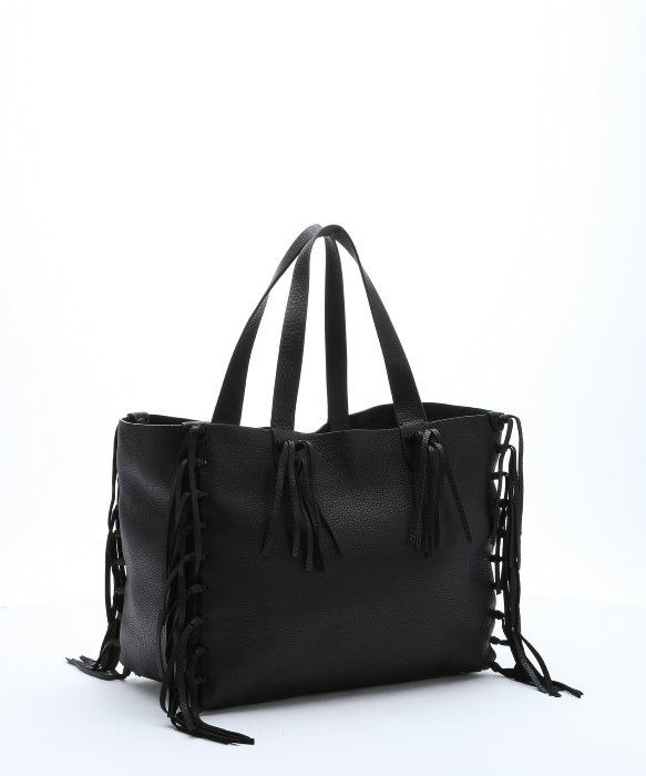 Lyst Valentino Black Leather Large Fringe Tote In Gallery