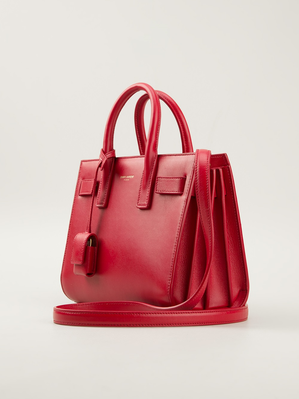 Saint Laurent Leather 'classic Baby Sac De Jour' Tote Bag in Red - Lyst