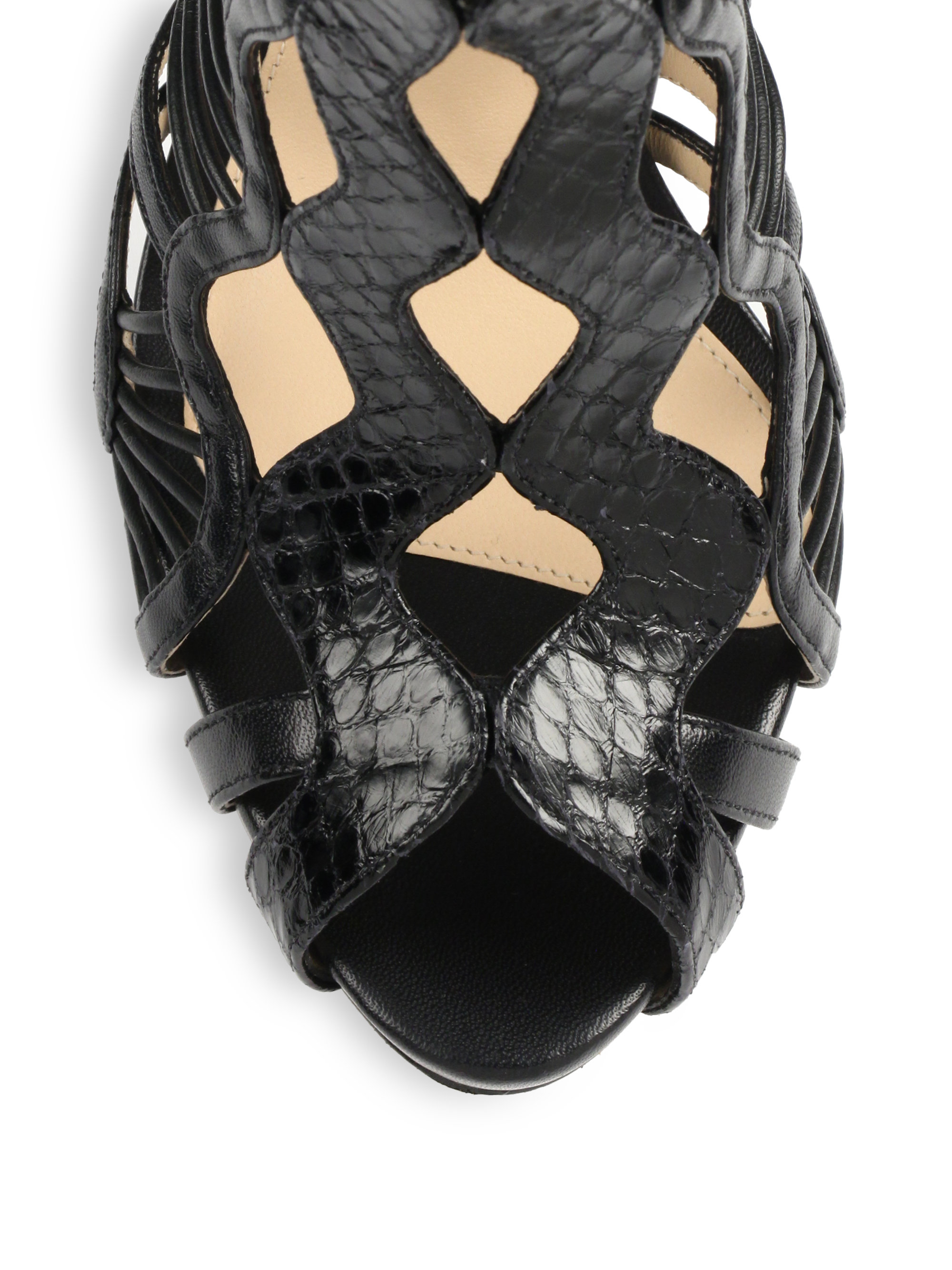 cage leather sandals