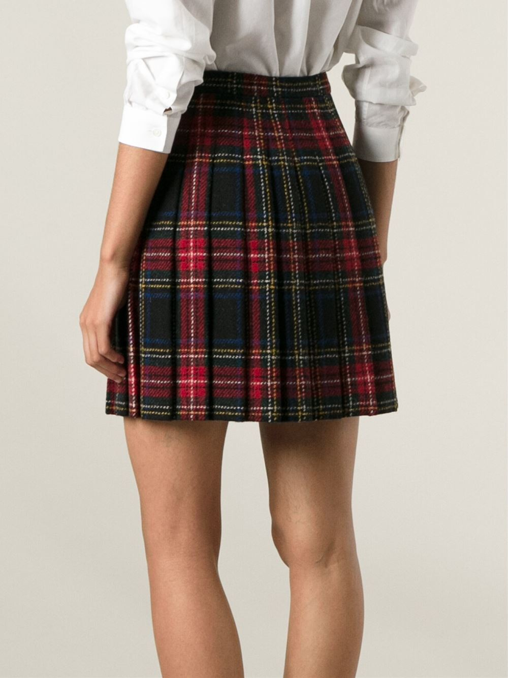 Lyst - Saint Laurent Tartan Mini Skirt in Red