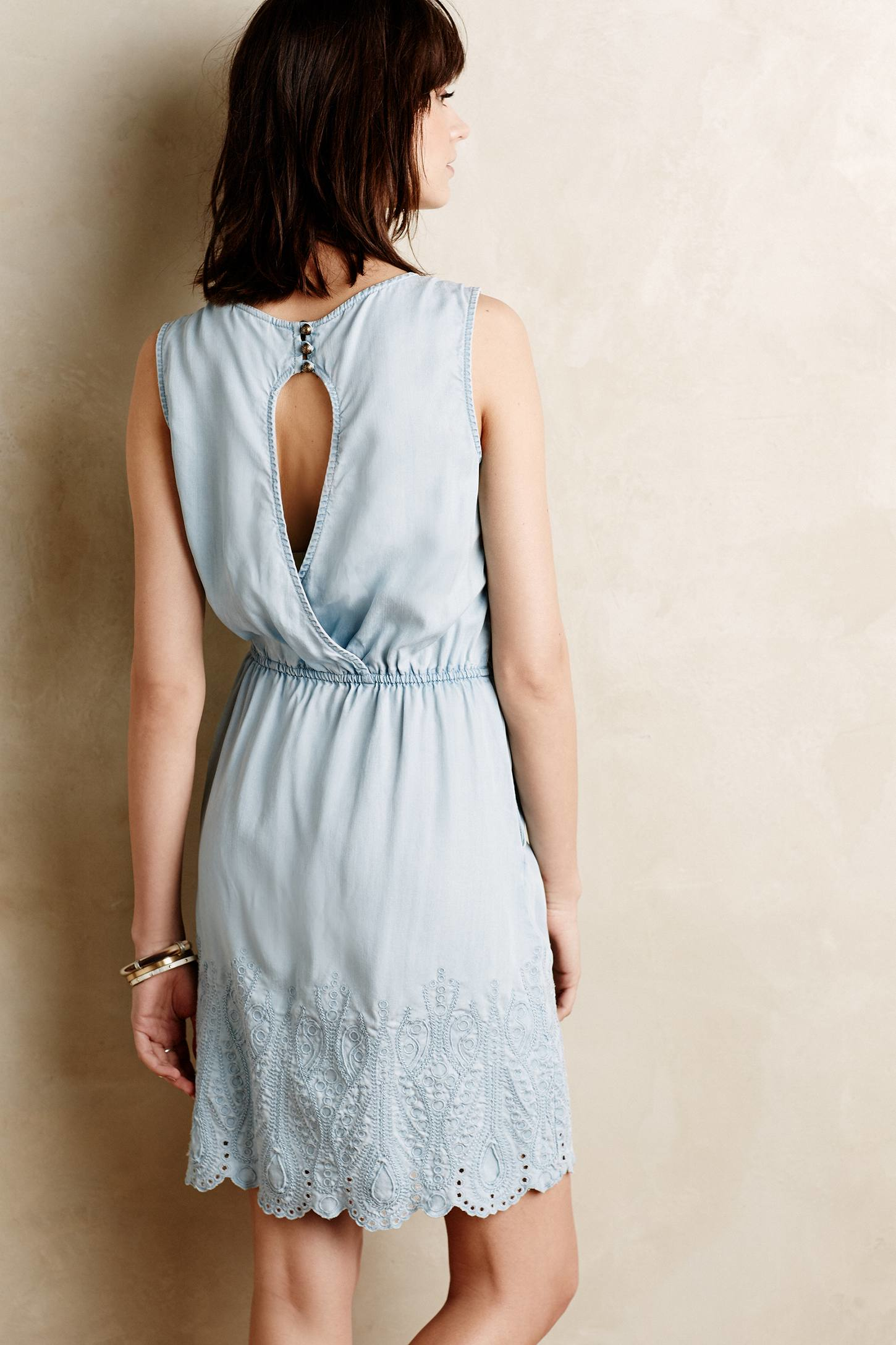 Lyst Holding horses Embroidered Chambray Dress in Blue