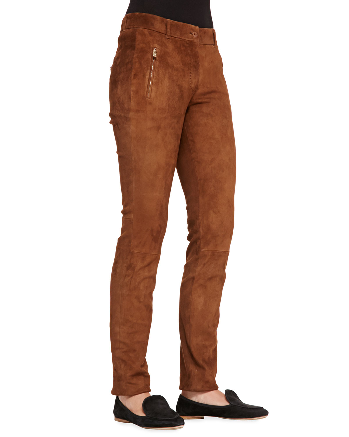 Lyst - Loro piana Ethan Stretch-suede Slim Pants in Brown