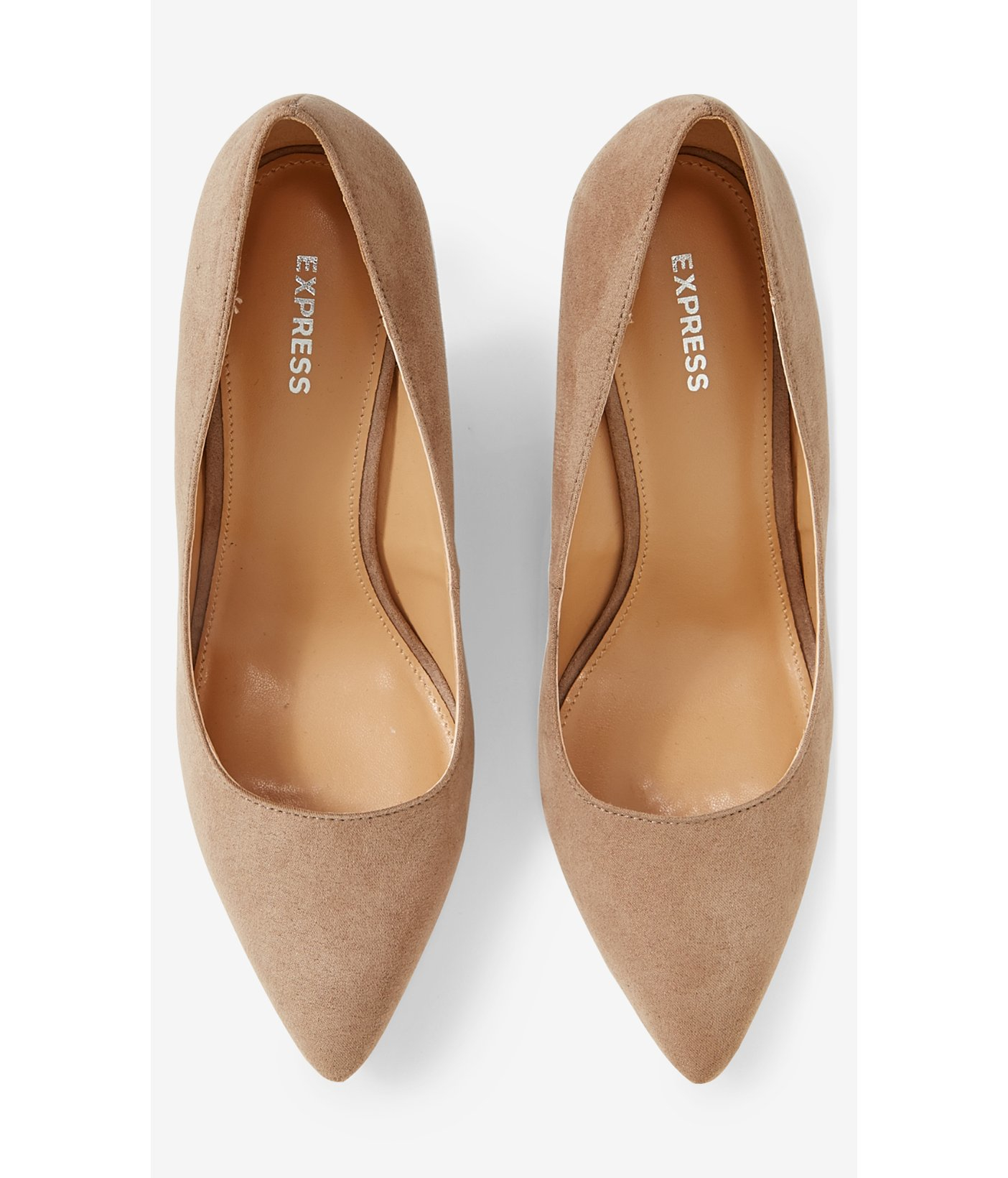Lyst - Express Tan Faux Suede Pointed Toe Wedge Pump in Brown