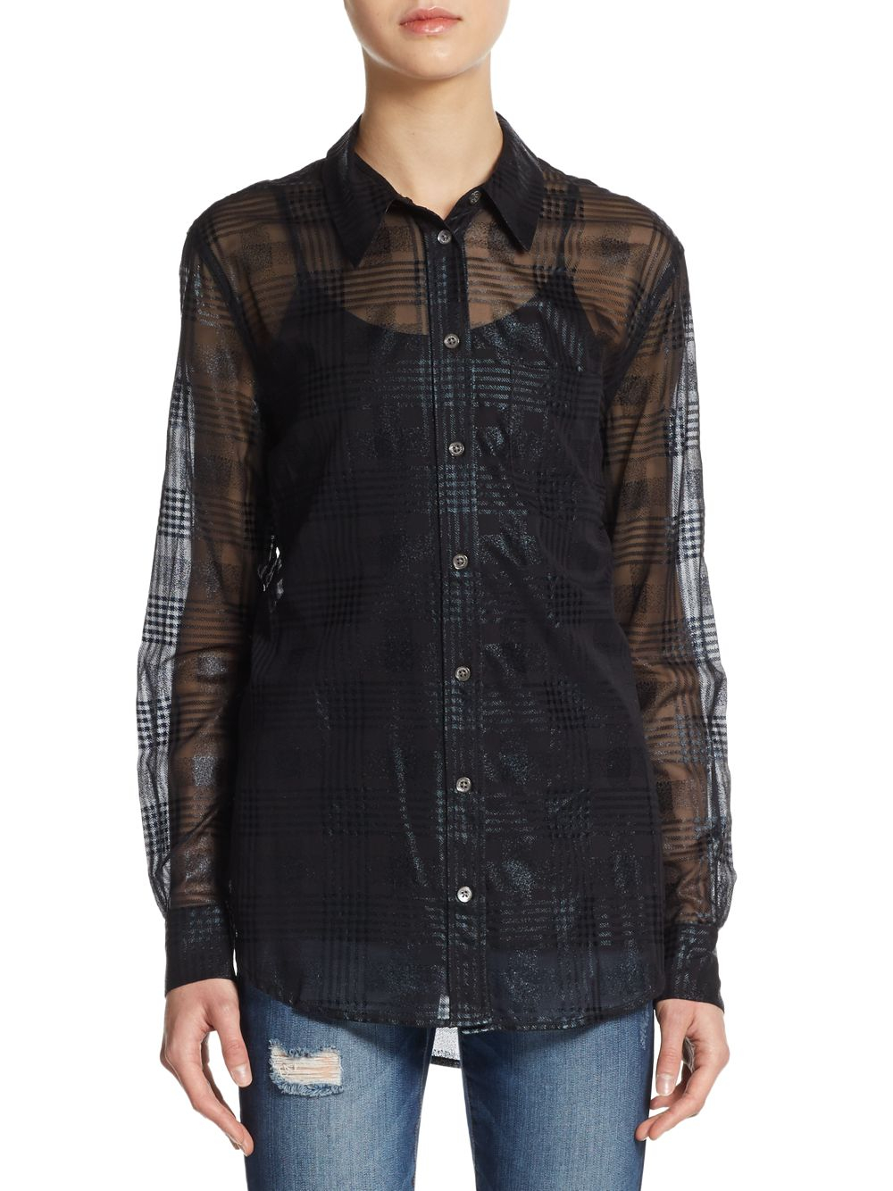 Equipment reese single pocket plaid silk blouse