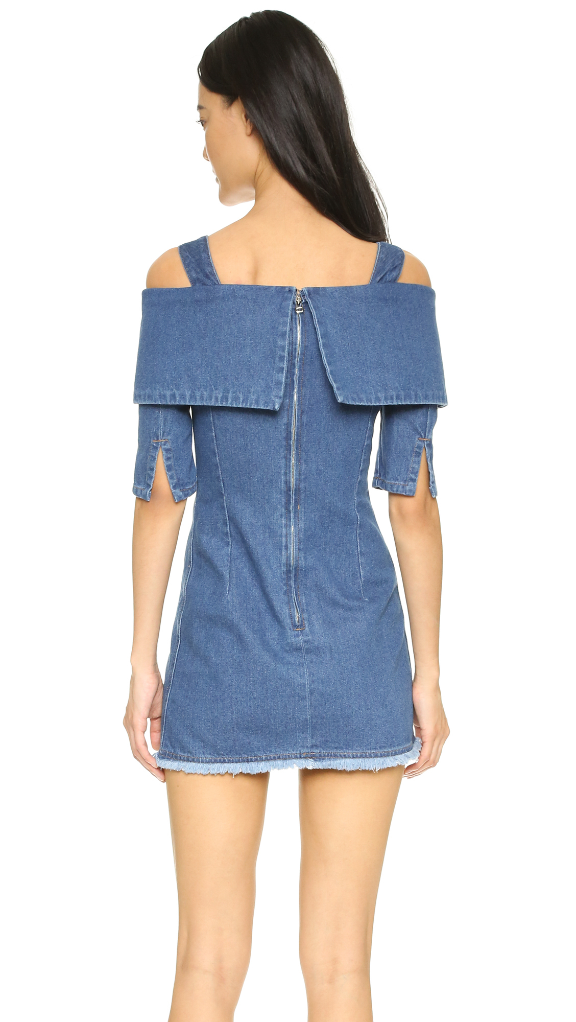 Sjyp Open Shoulder Denim Dress in Blue | Lyst